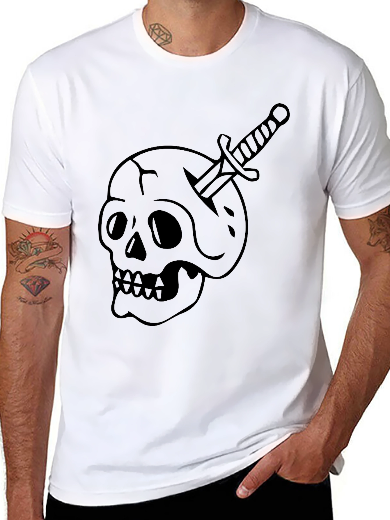 Skull & Dagger Graphic Tee - Bold Black T-Shirt