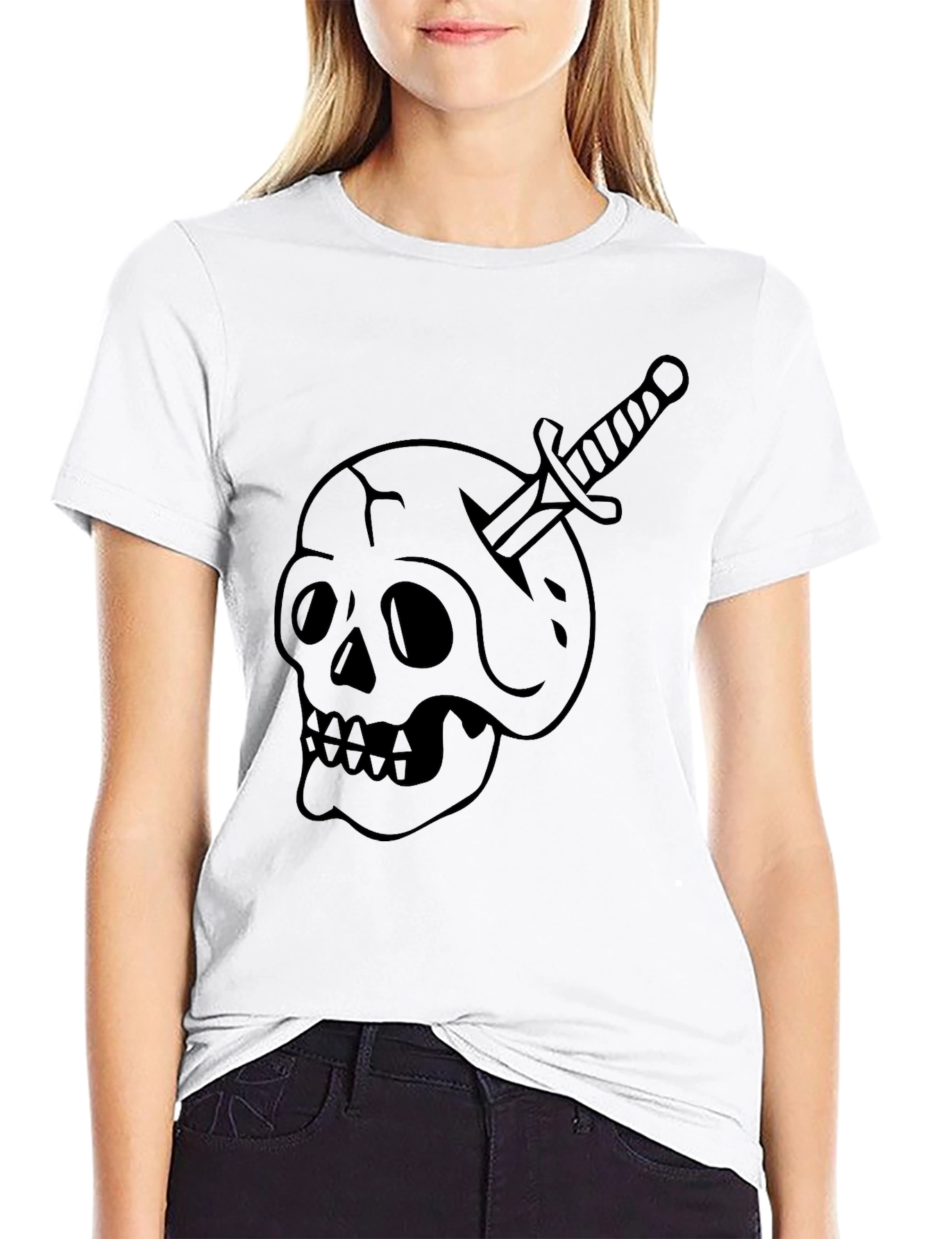 Skull & Dagger Graphic Tee - Bold Black T-Shirt