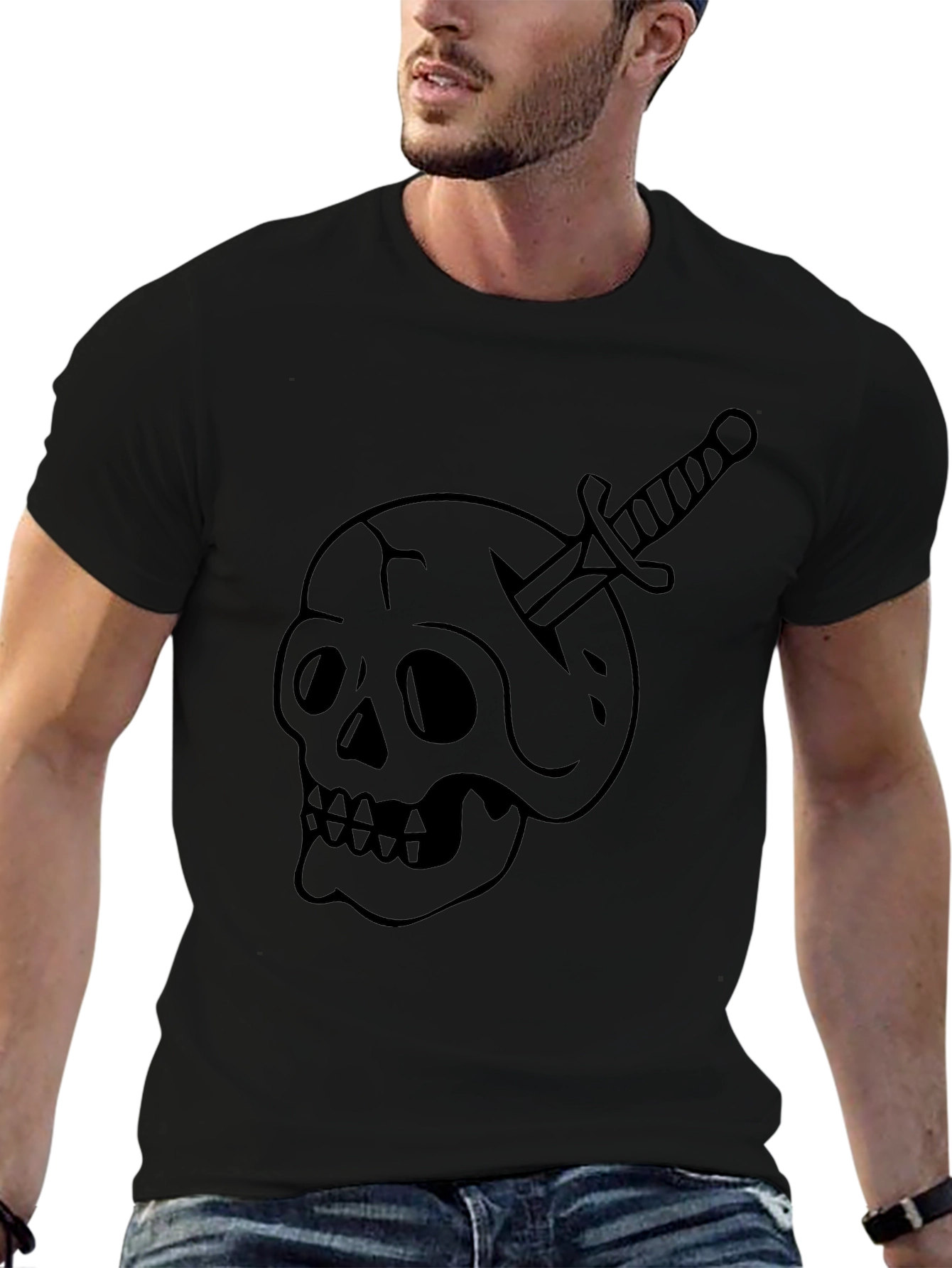 Skull & Dagger Graphic Tee - Bold Black T-Shirt