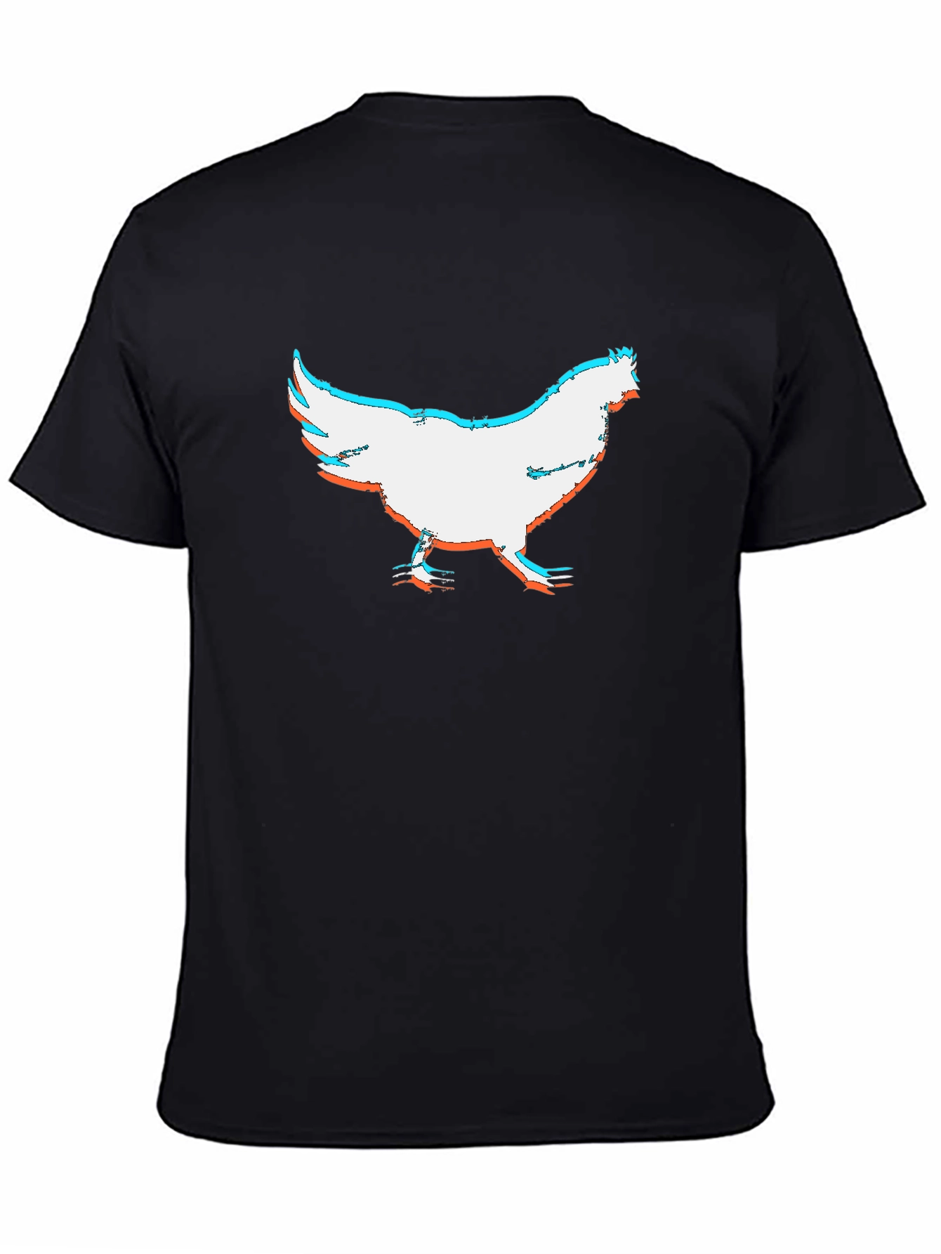 Chicken Glitch Graphic Black T-Shirt