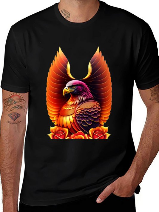 Eagle and Roses Graphic Print Tee
