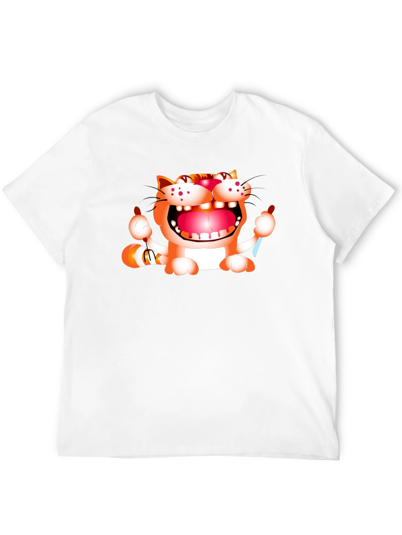 Cartoon Cat Graphic Black T-Shirt