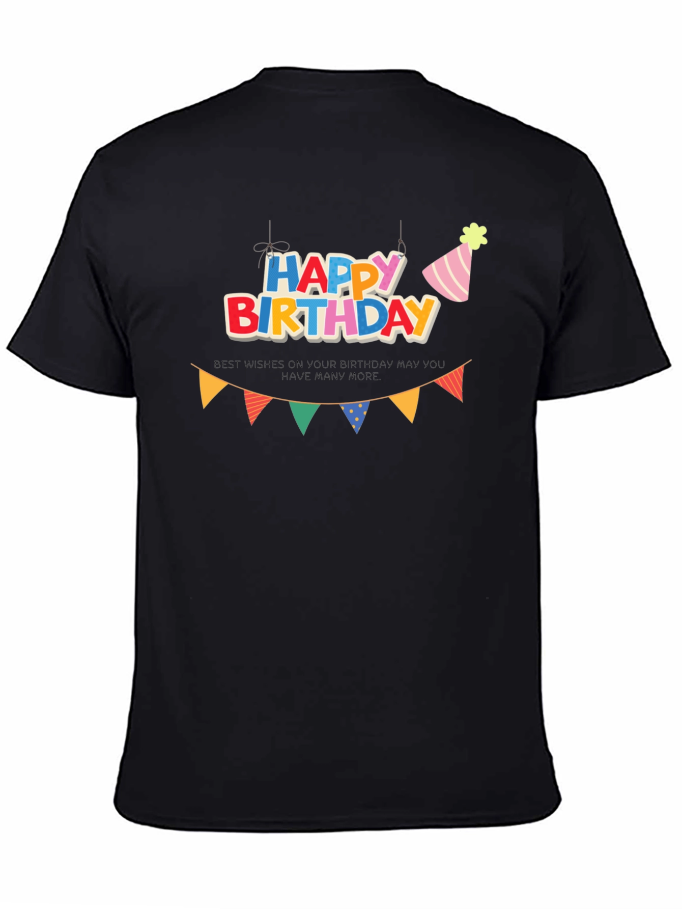 Happy Birthday Graphic Black T-Shirt