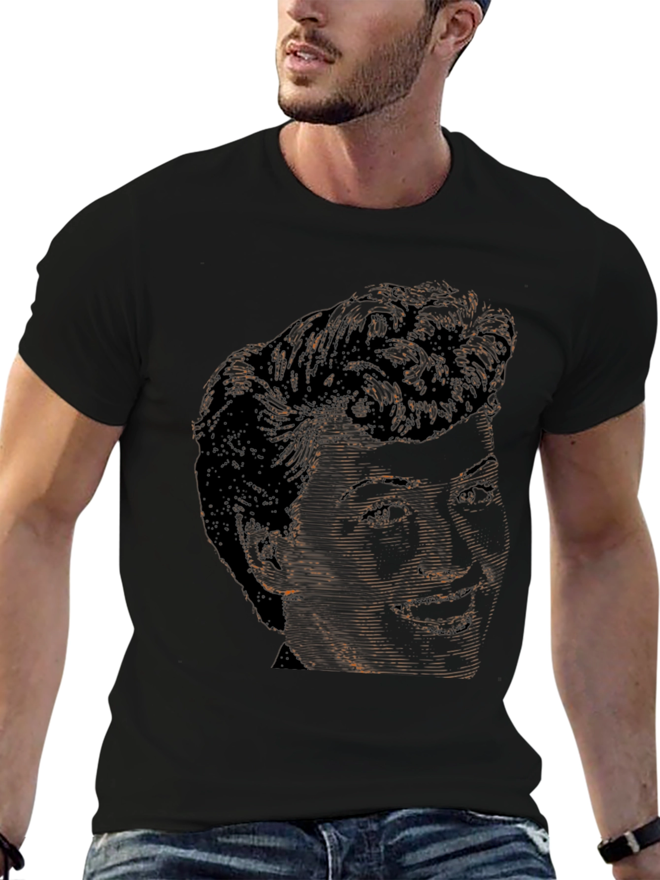 Retro Portrait Black T-Shirt