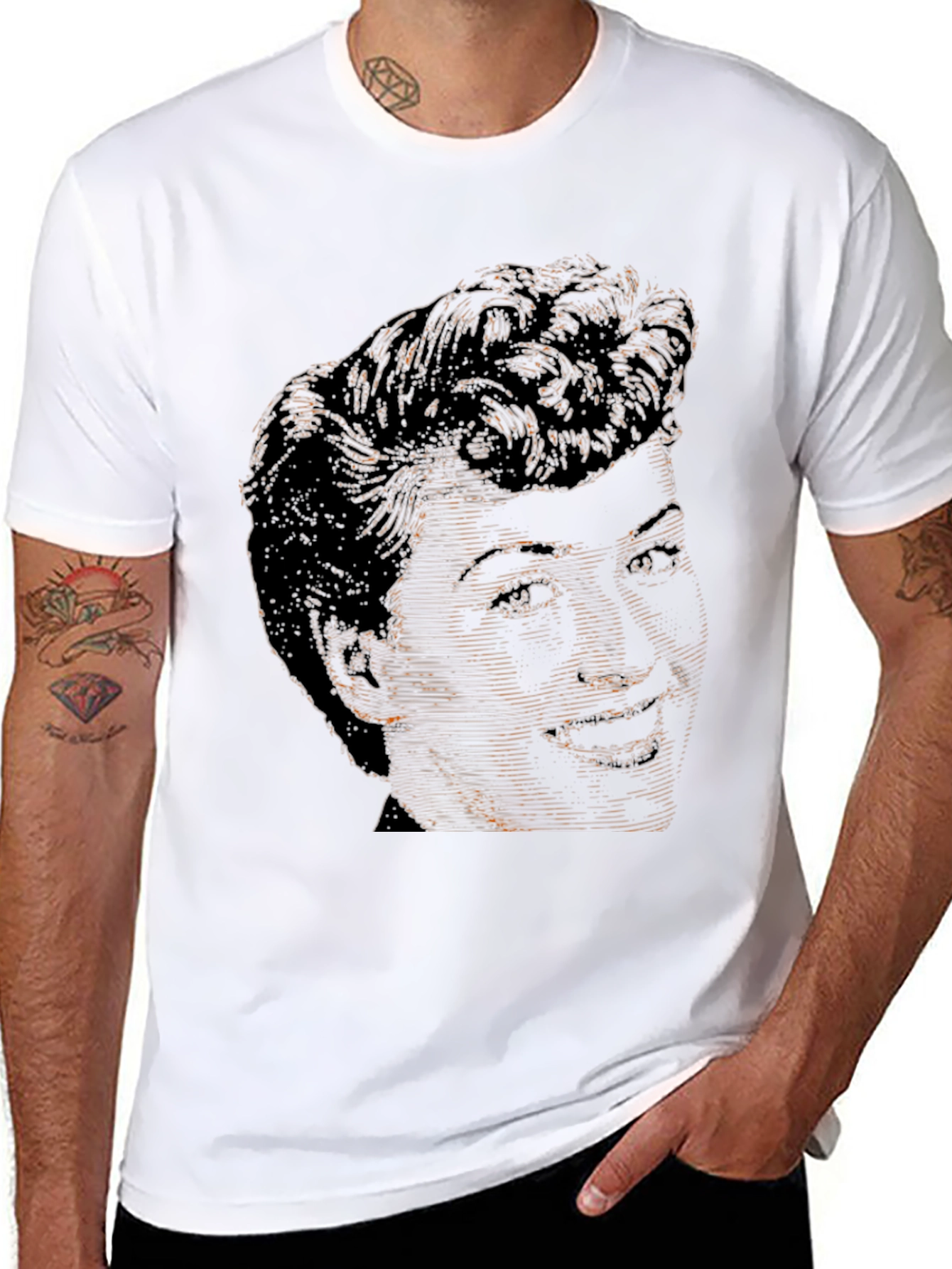 Retro Portrait Black T-Shirt