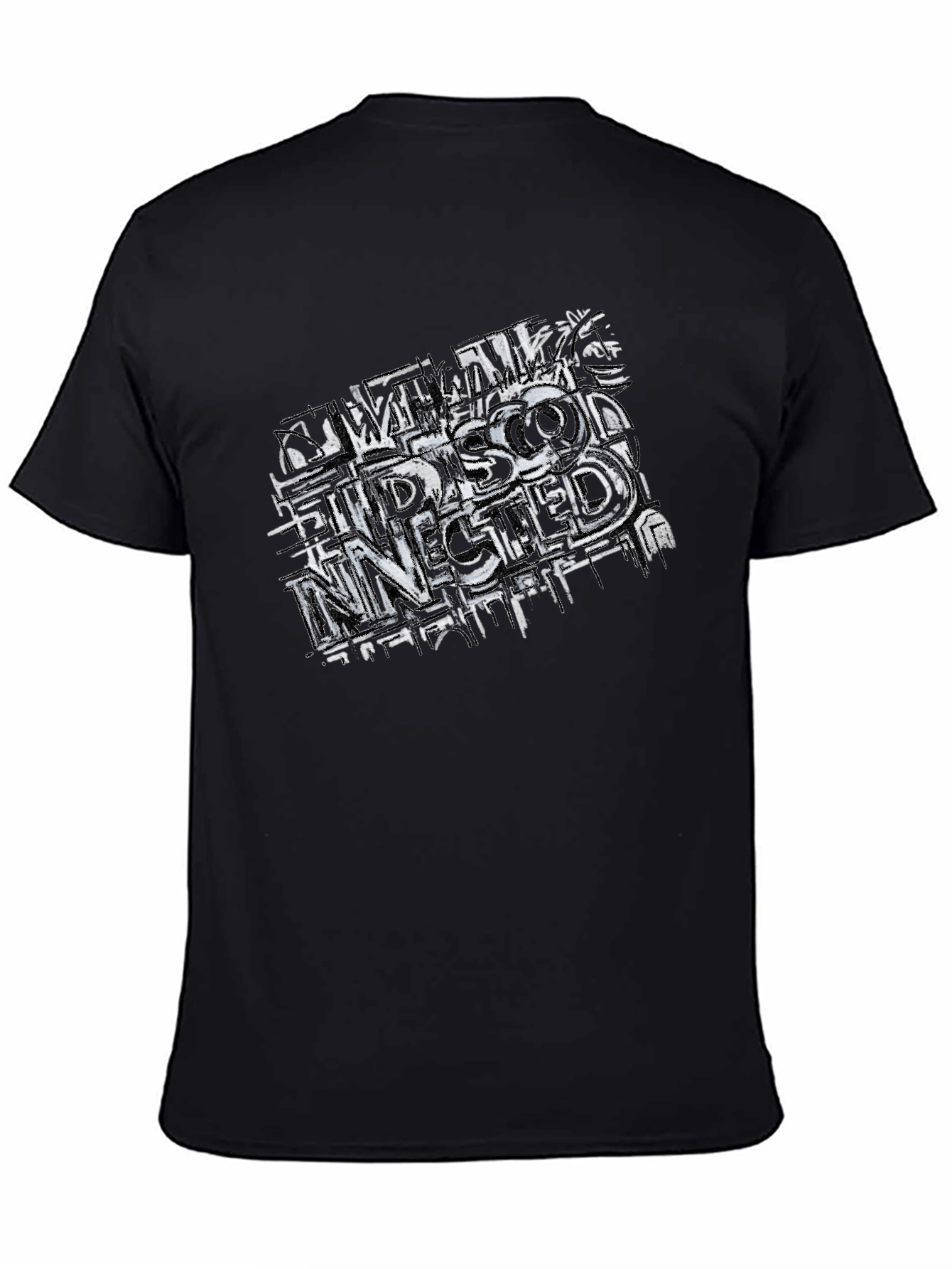 Distressed Graphic Print Black Tee