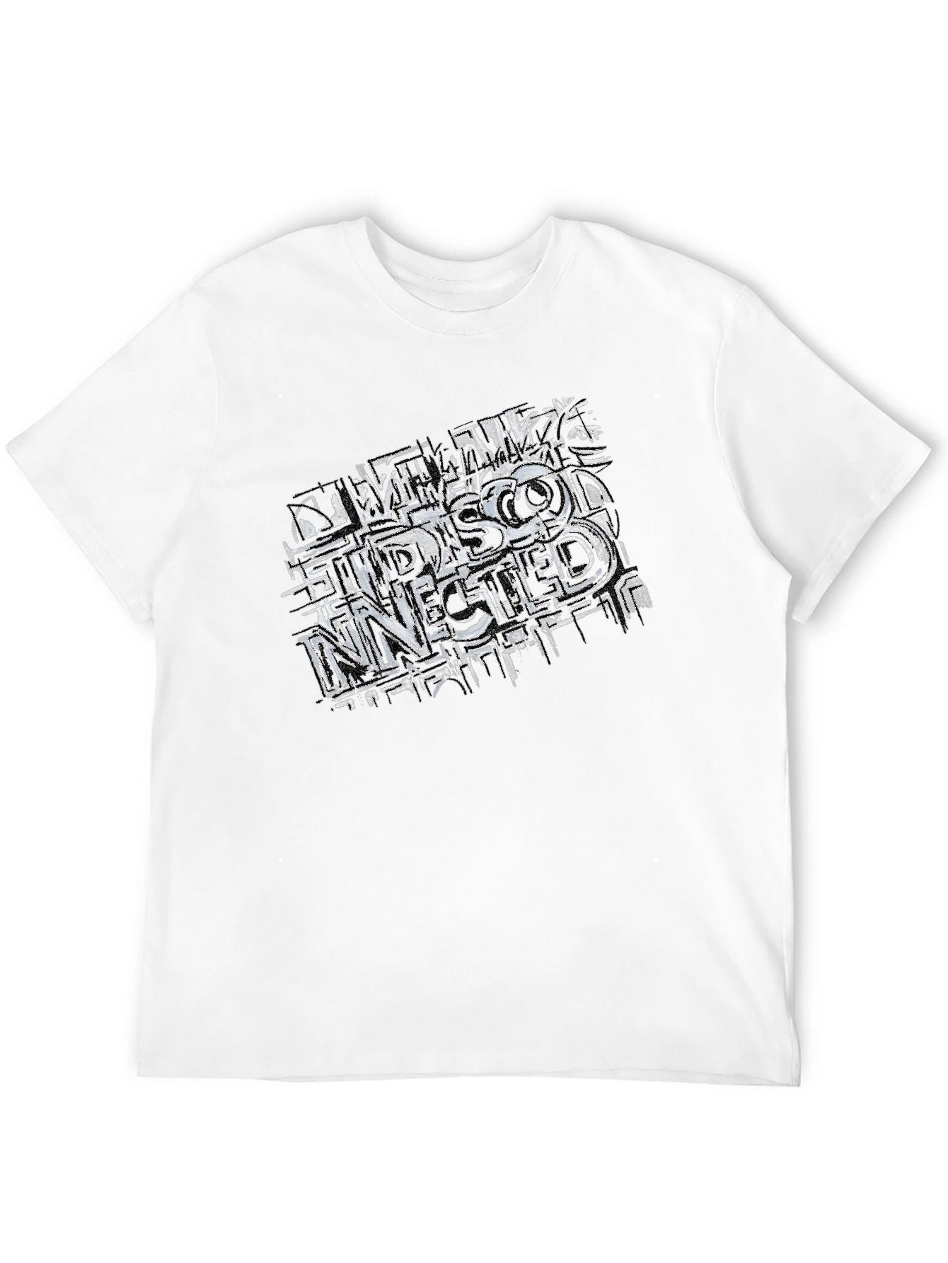 Distressed Graphic Print Black Tee