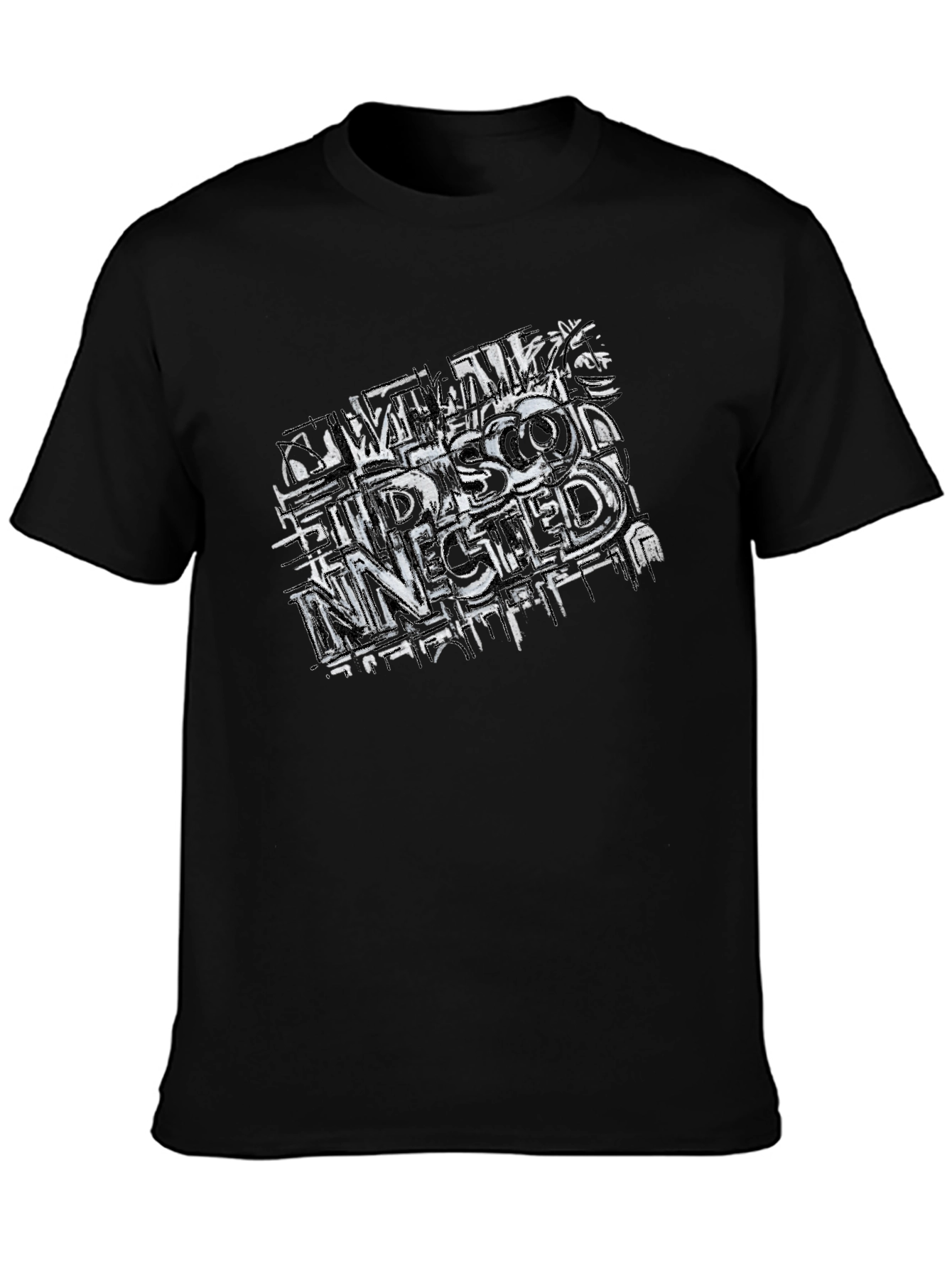 Distressed Graphic Print Black Tee