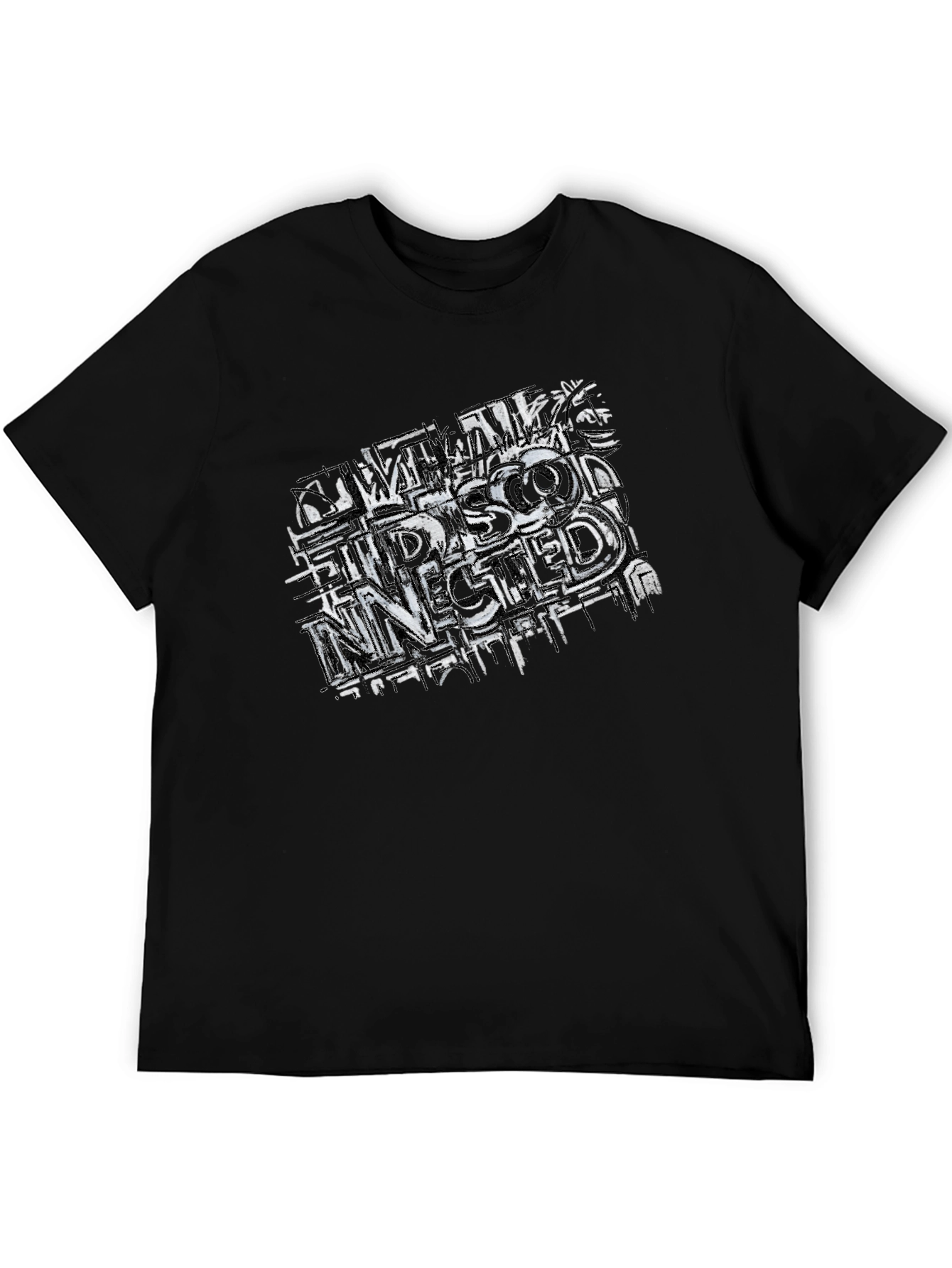 Distressed Graphic Print Black Tee