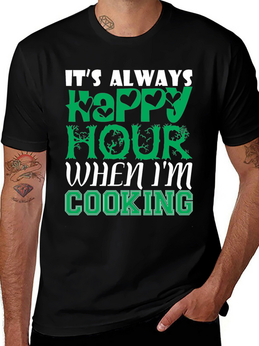 Happy Hour Cooking T-Shirt - Comfy Cotton Tee