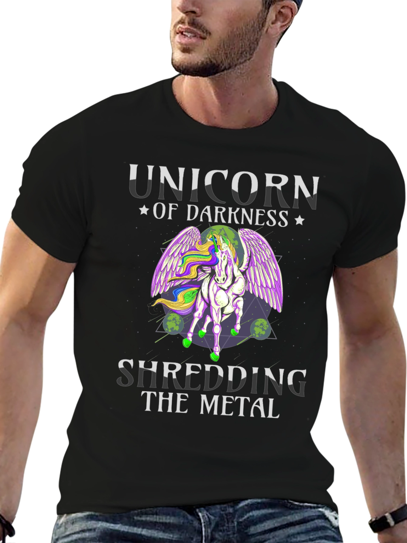 Unicorn of Darkness Shredding Metal T-Shirt
