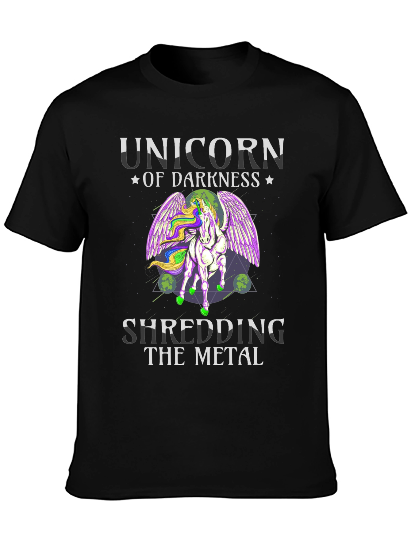 Unicorn of Darkness Shredding Metal T-Shirt