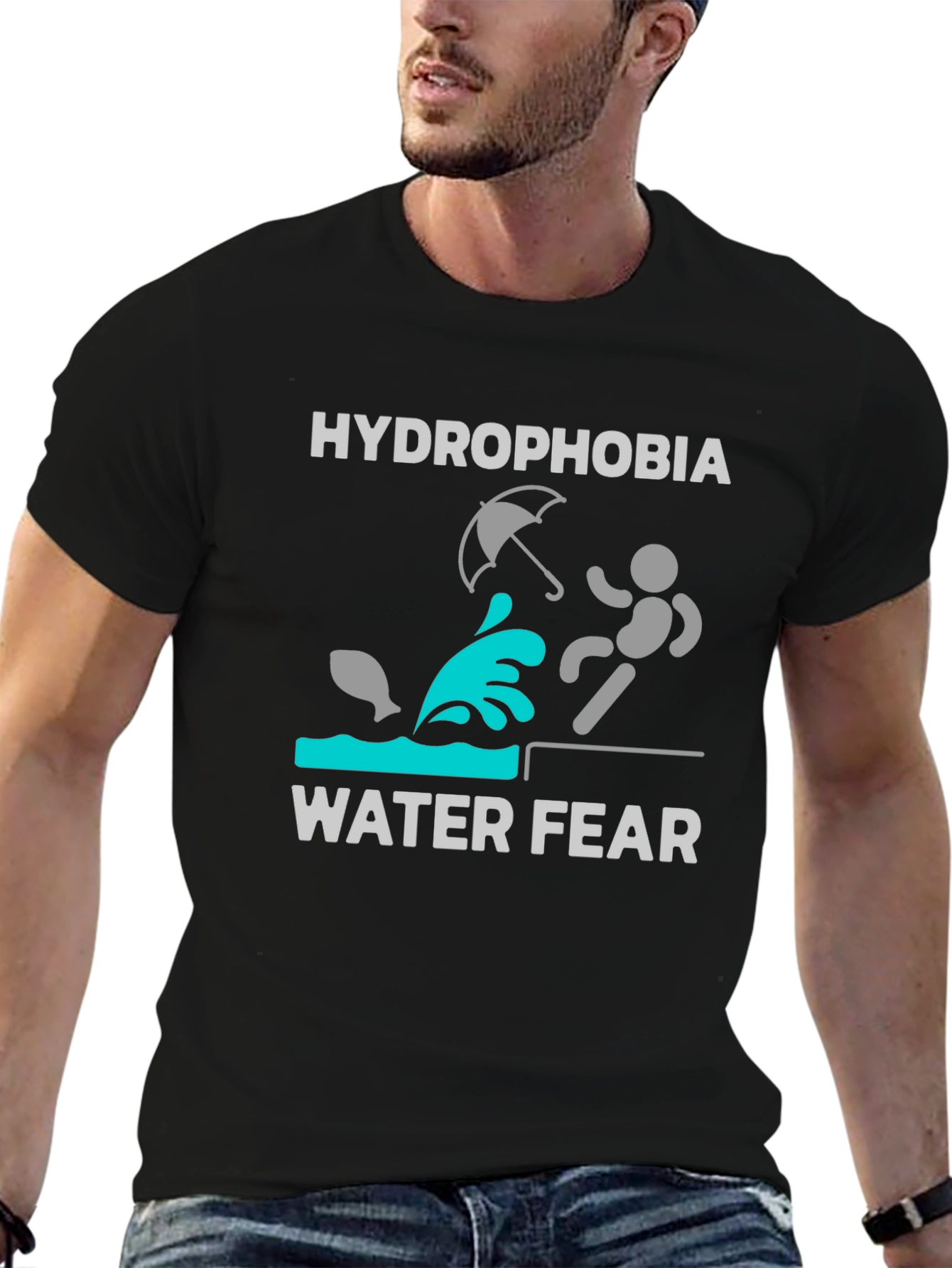 Hydrophobia Water Fear Funny Graphic T-Shirt