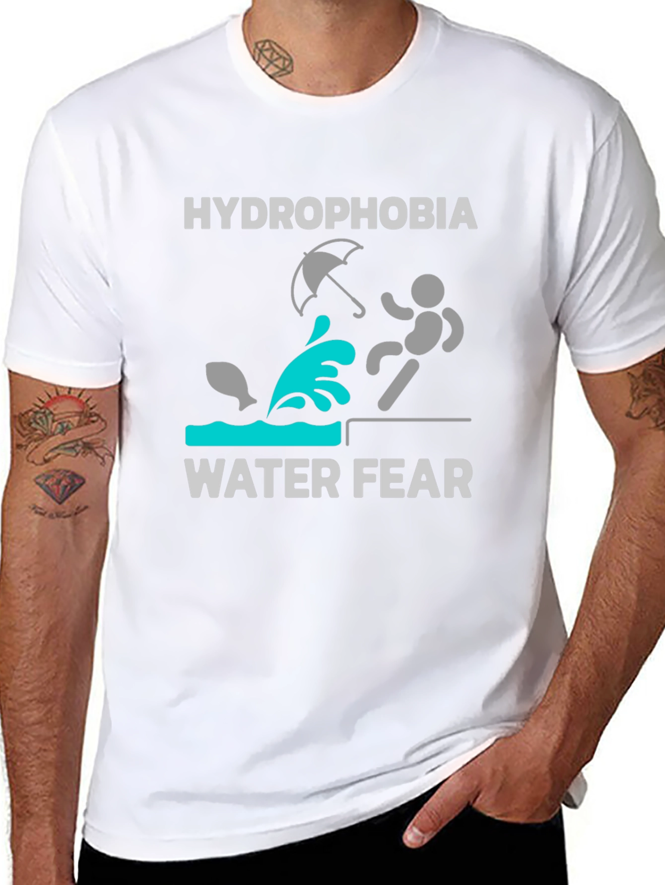Hydrophobia Water Fear Funny Graphic T-Shirt