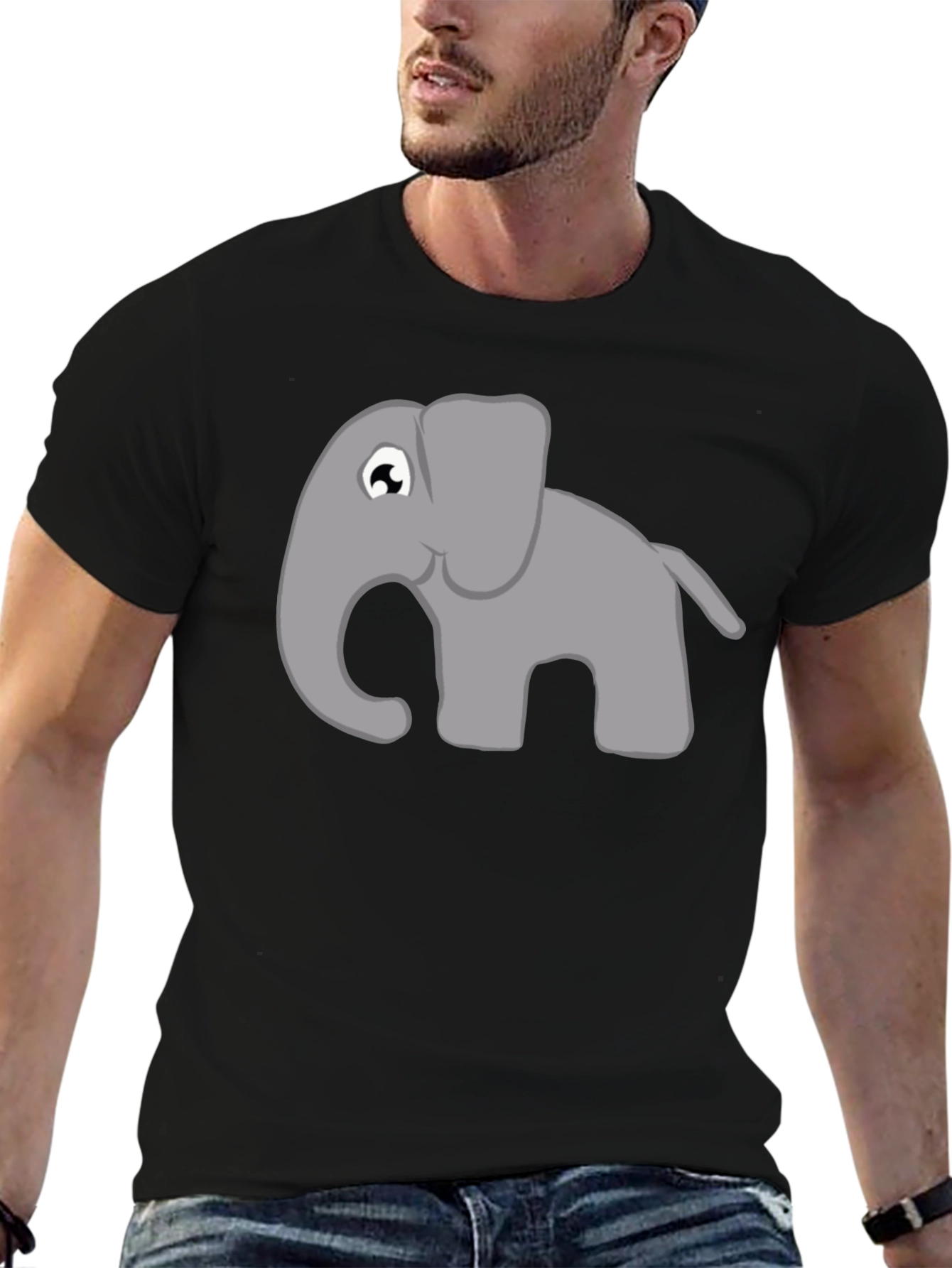 Elephant Graphic Tee - Black Cotton T-Shirt