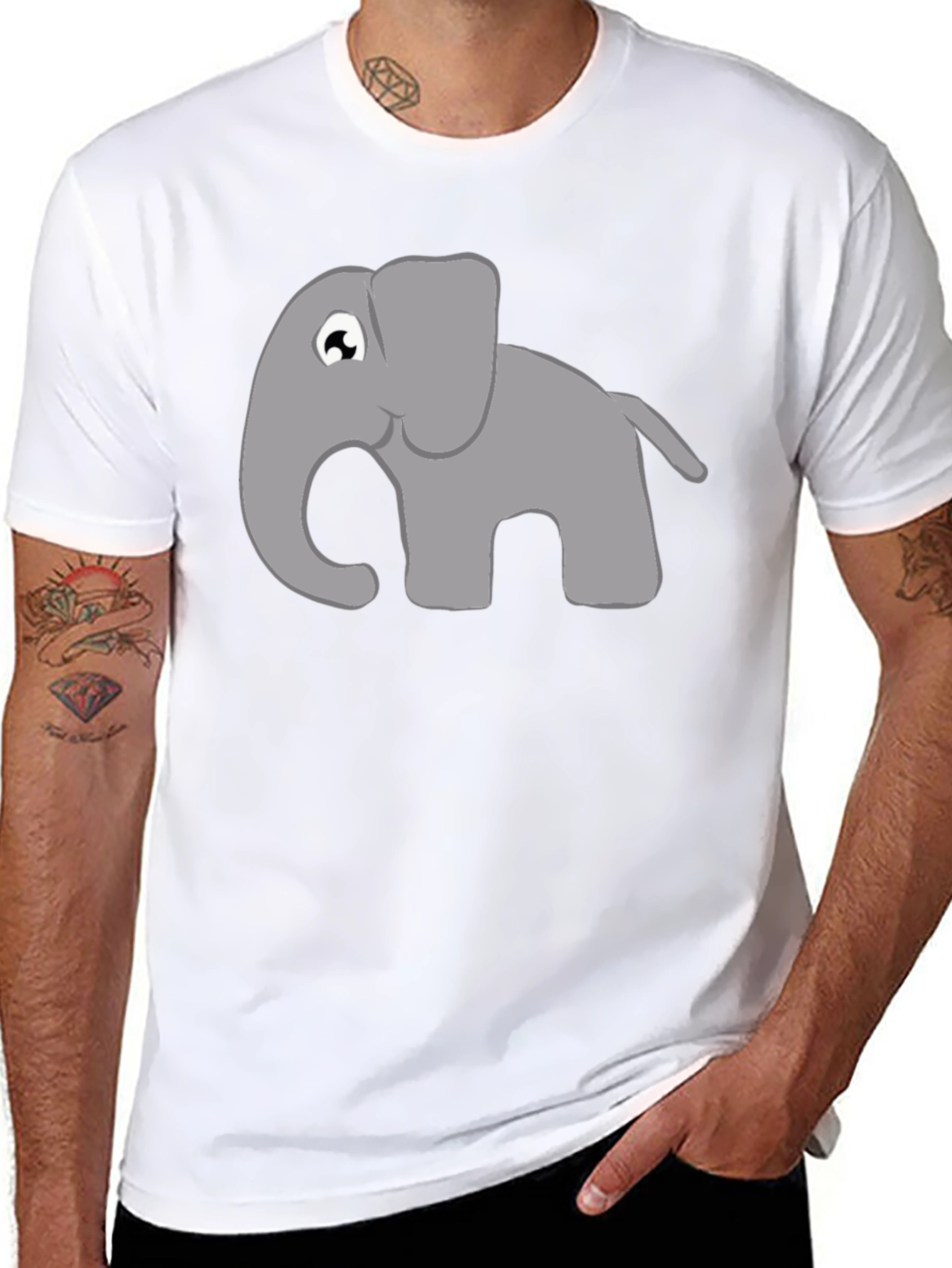 Elephant Graphic Tee - Black Cotton T-Shirt
