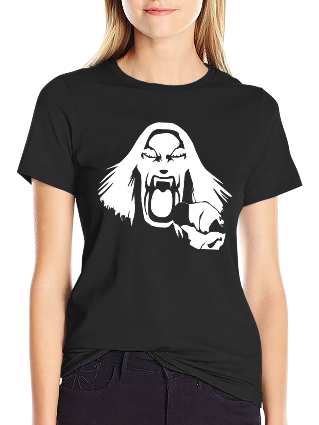 Screaming White Figure Graphic Black T-Shirt