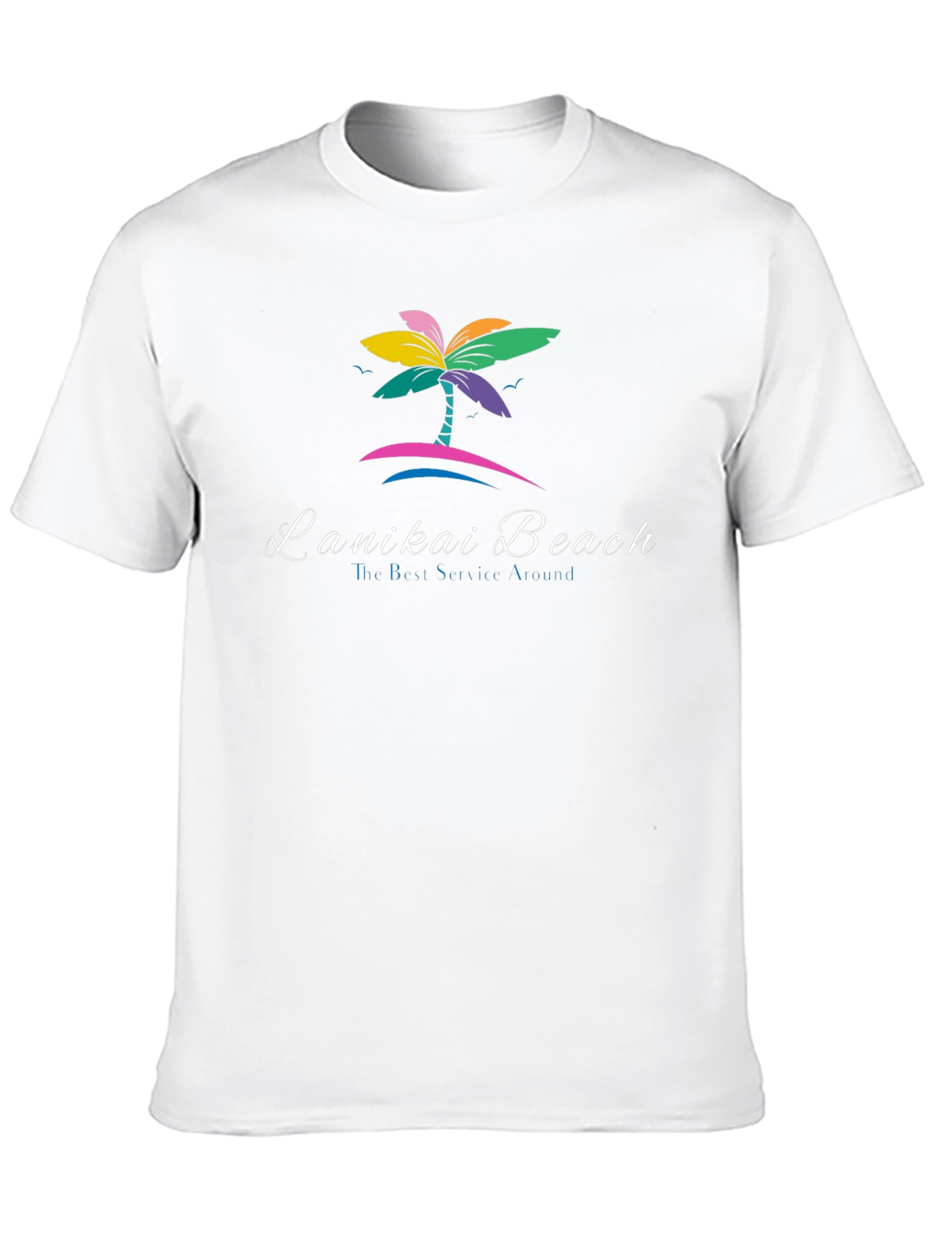 Lanikai Beach Graphic Tee - Vibrant Tropical Palm Design