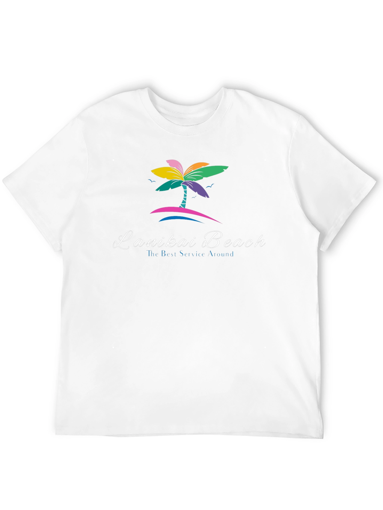 Lanikai Beach Graphic Tee - Vibrant Tropical Palm Design