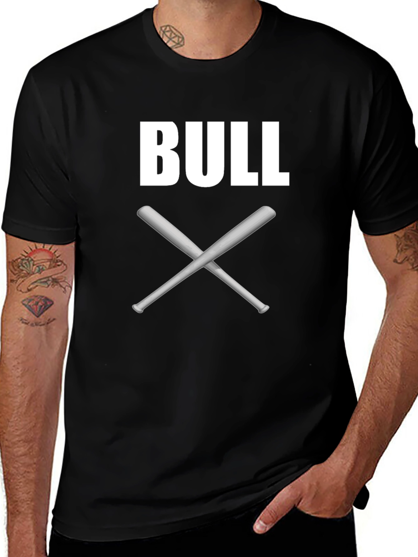 Bull Crossed Bats Graphic T-Shirt