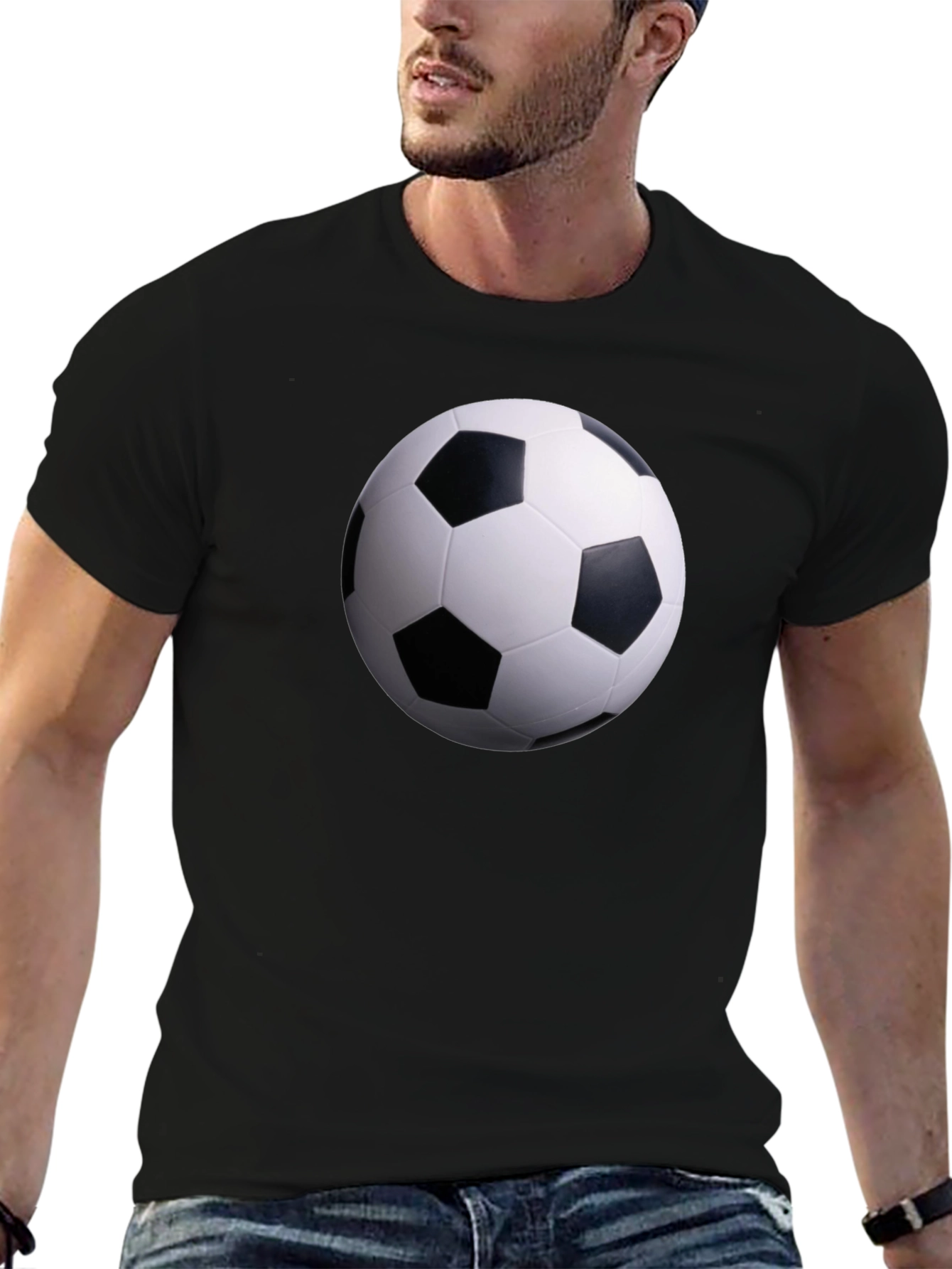 Soccer Ball Graphic Black T-Shirt
