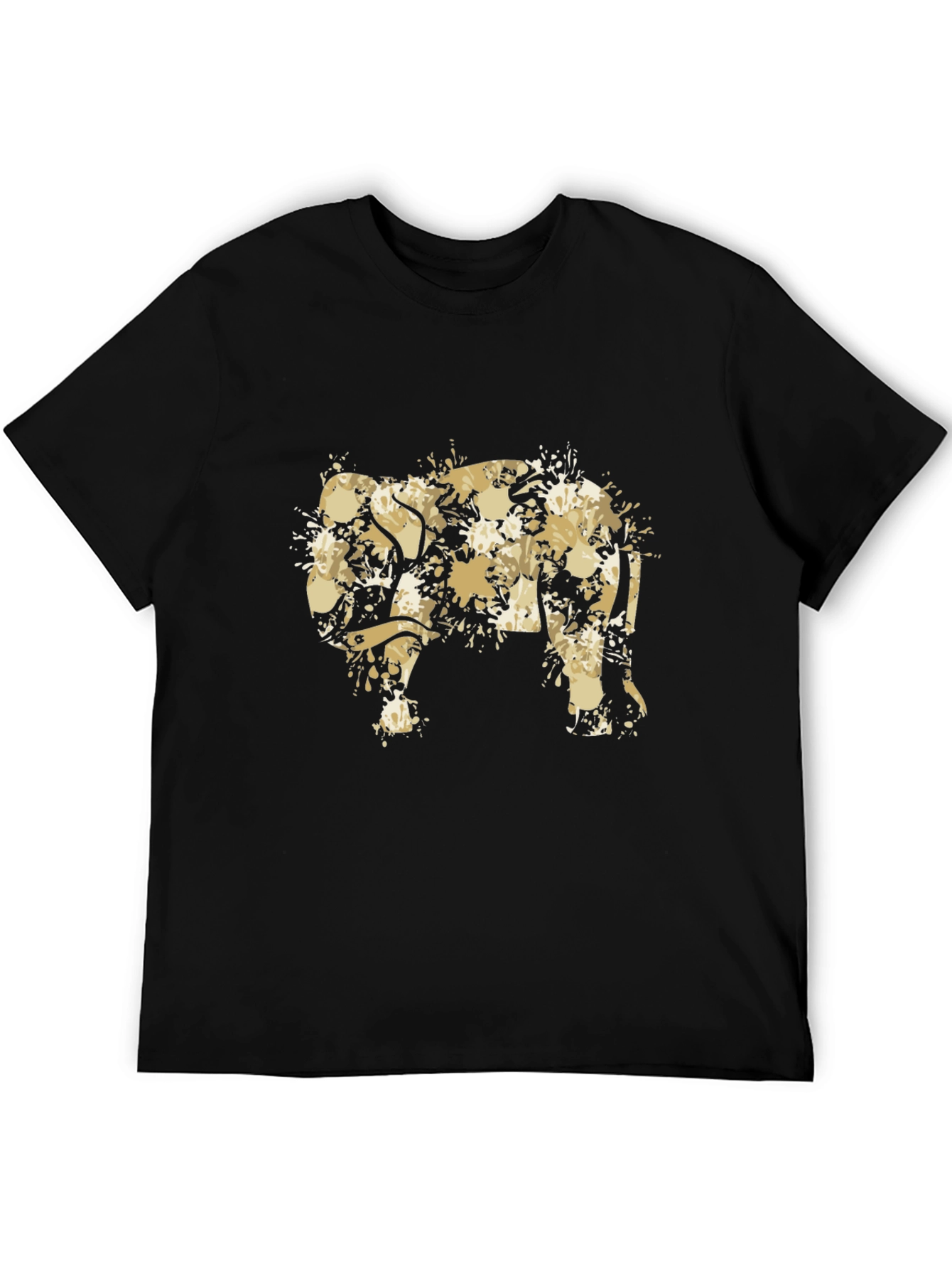 Abstract Elephant Print Black T-Shirt