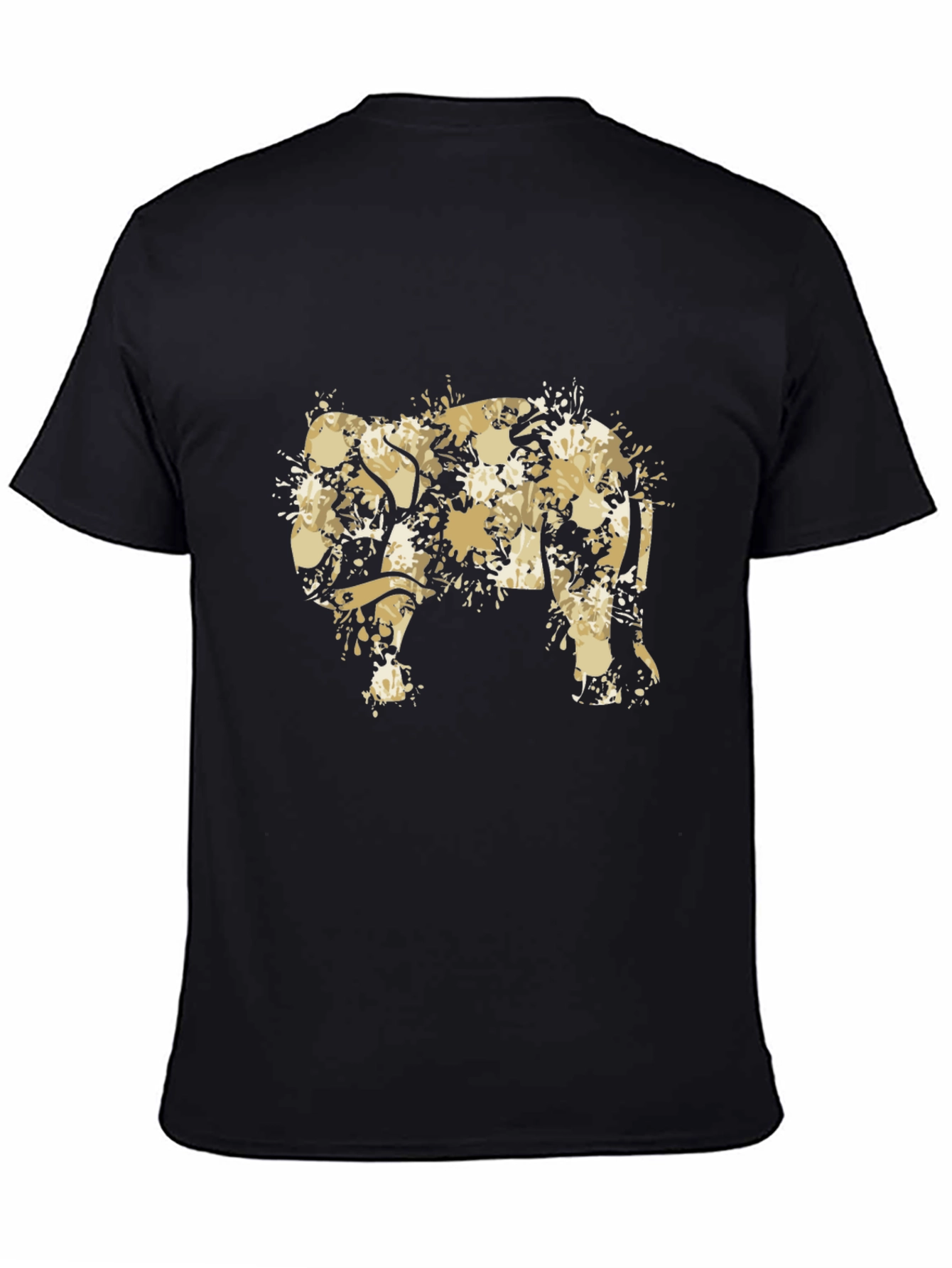 Abstract Elephant Print Black T-Shirt