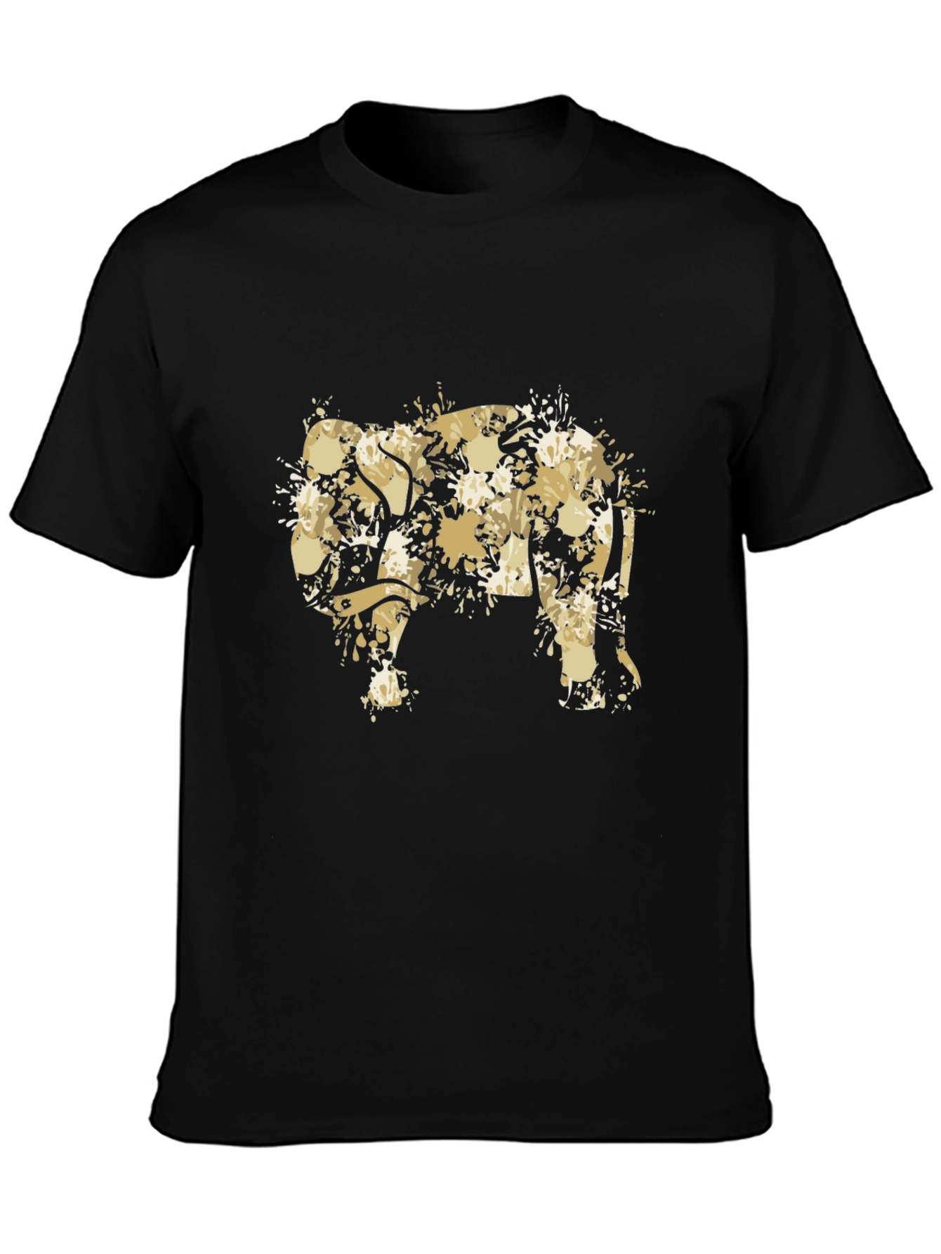 Abstract Elephant Print Black T-Shirt