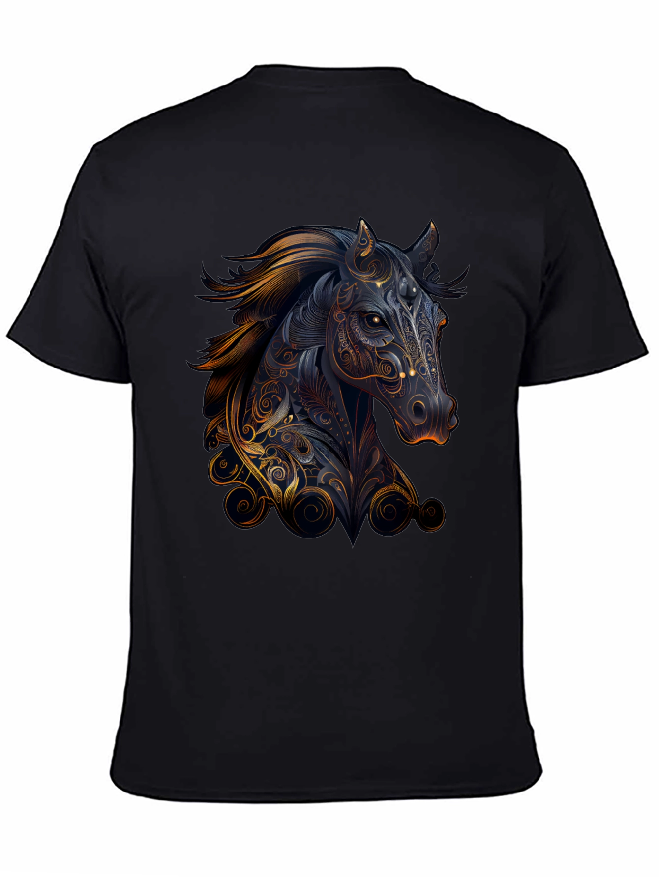 Horse Graphic Print Black T-Shirt