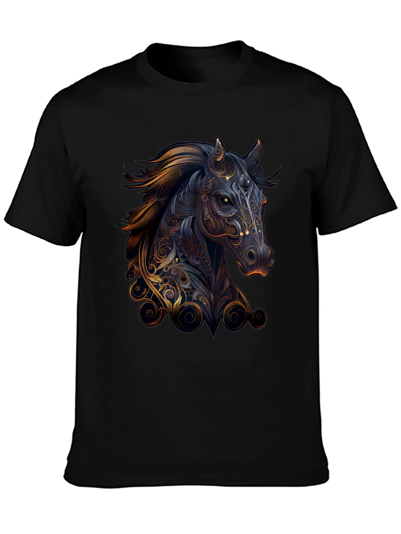 Horse Graphic Print Black T-Shirt