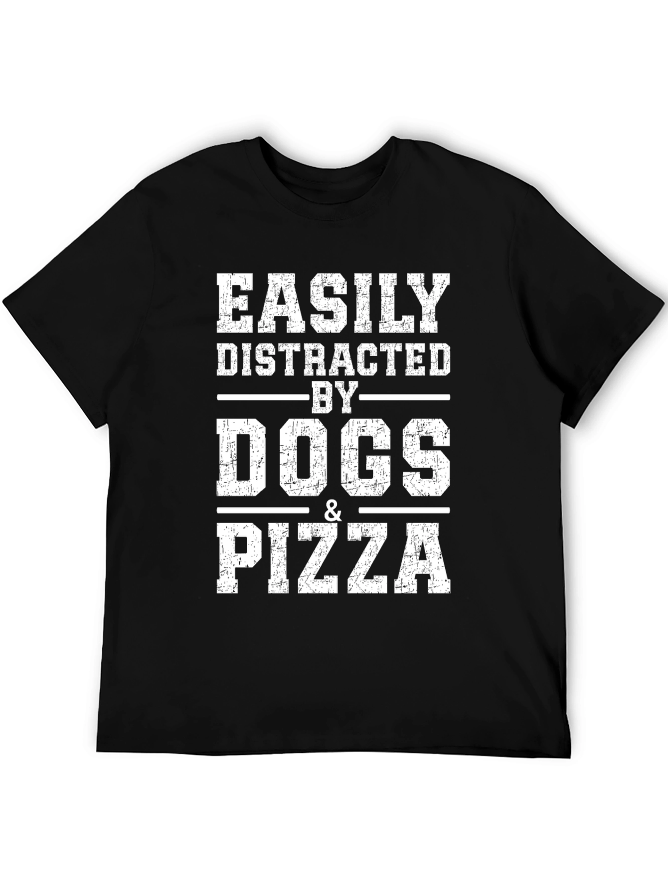 Easily Distracted By Dogs & Pizza Graphic T-Shirt