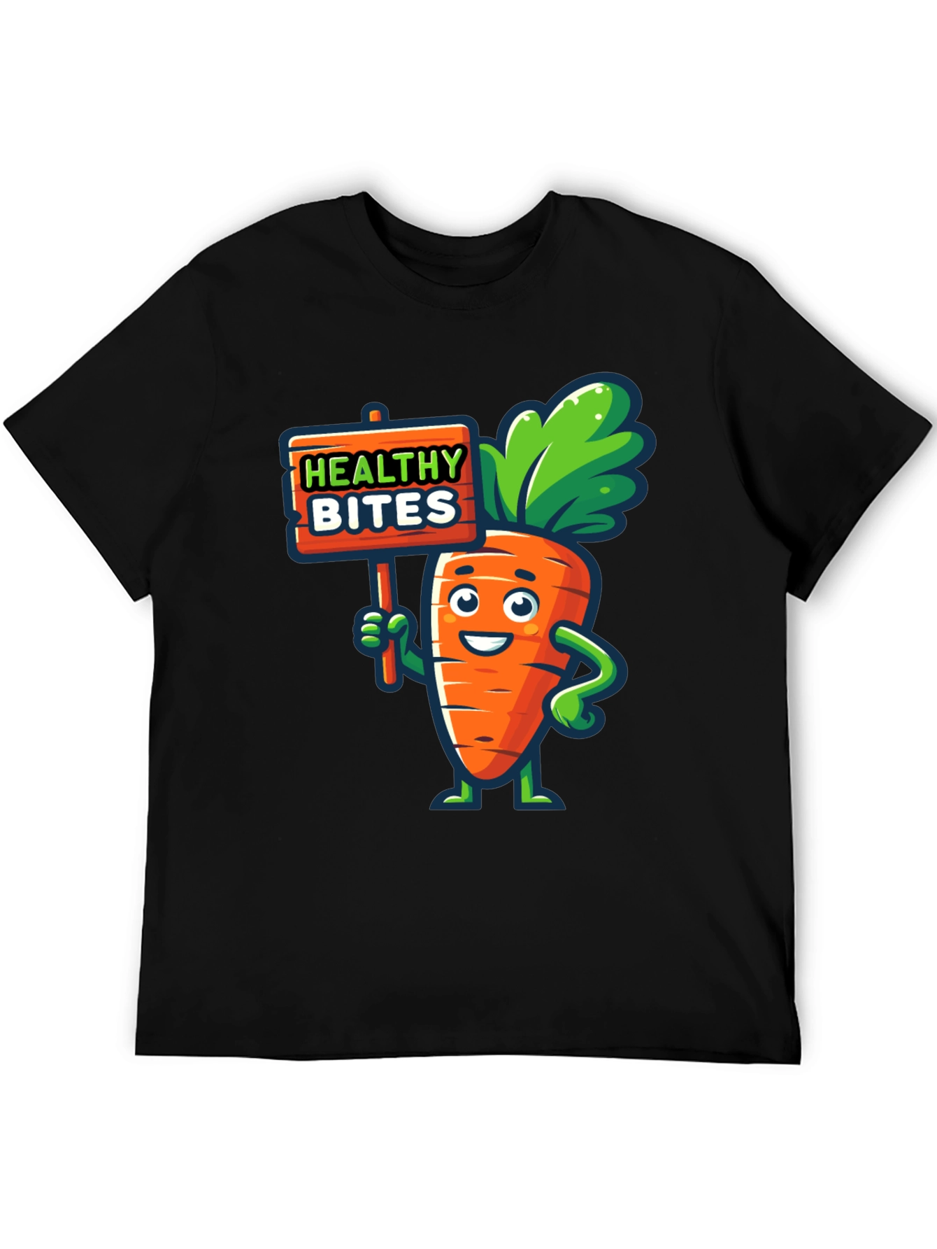 Healthy Bites Carrot Cartoon Graphic T-Shirt