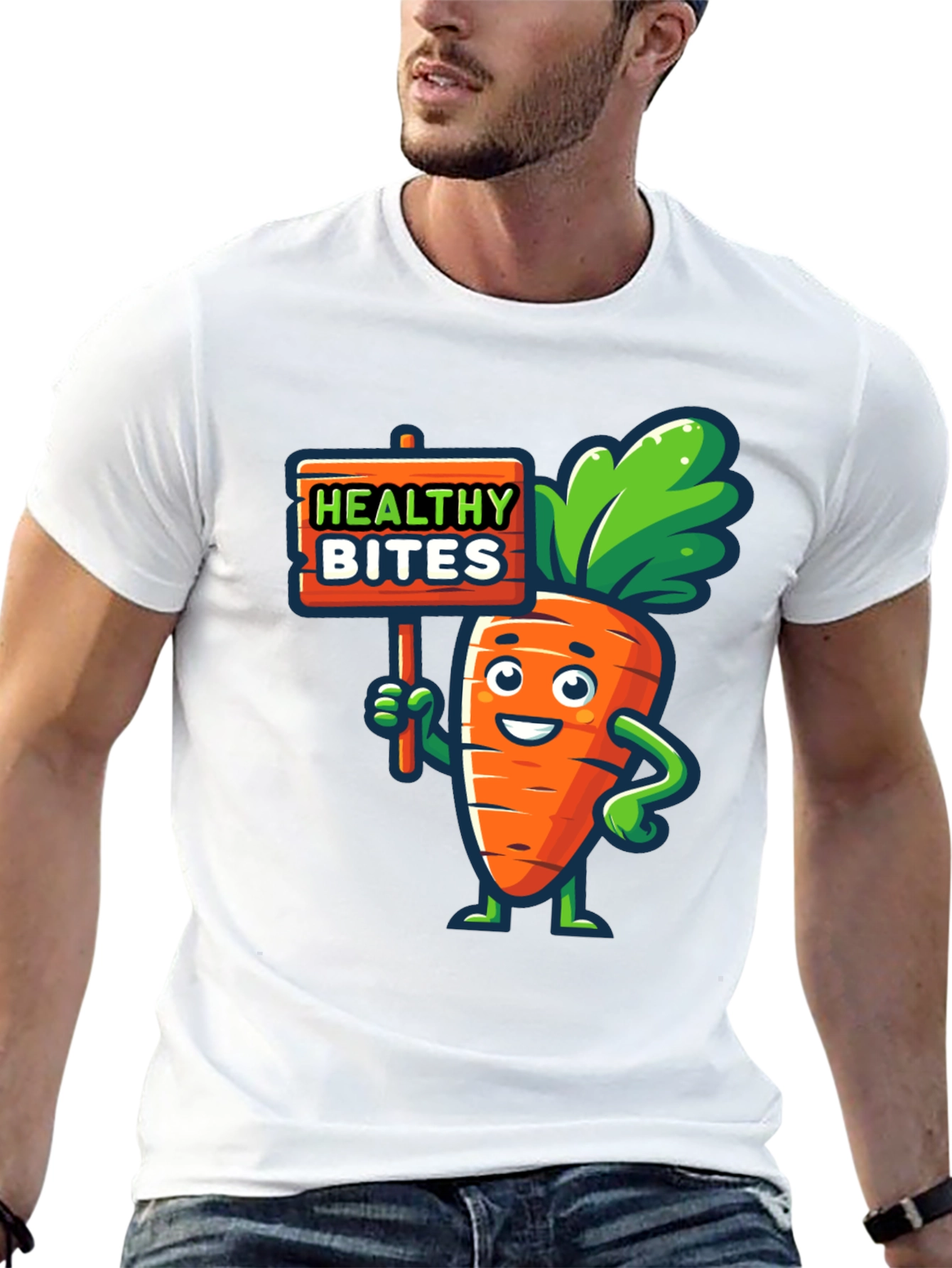 Healthy Bites Carrot Cartoon Graphic T-Shirt