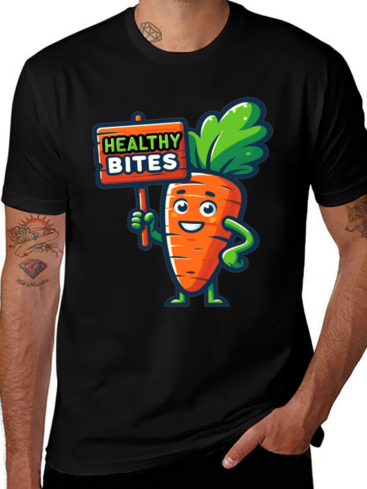 Healthy Bites Carrot Cartoon Graphic T-Shirt