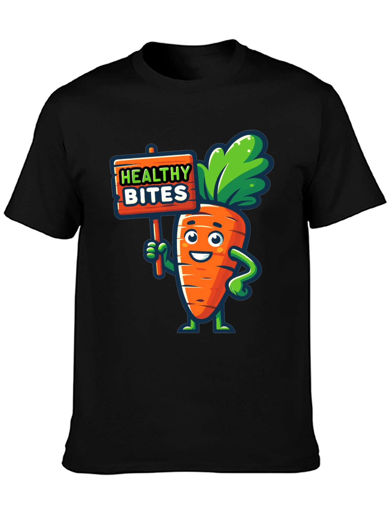 Healthy Bites Carrot Cartoon Graphic T-Shirt