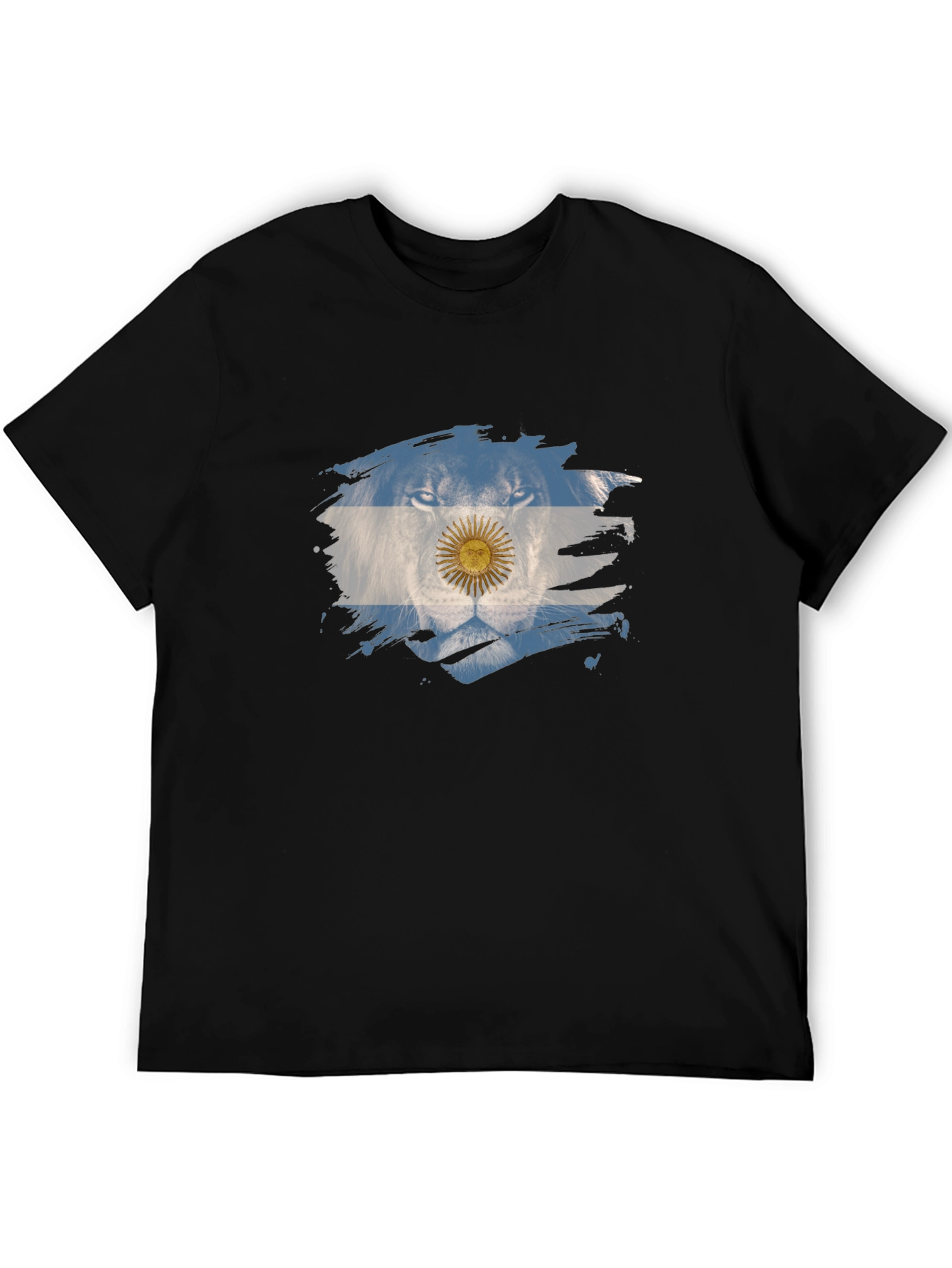 Argentina Lion Flag Graphic Tee - Black Cotton T-Shirt
