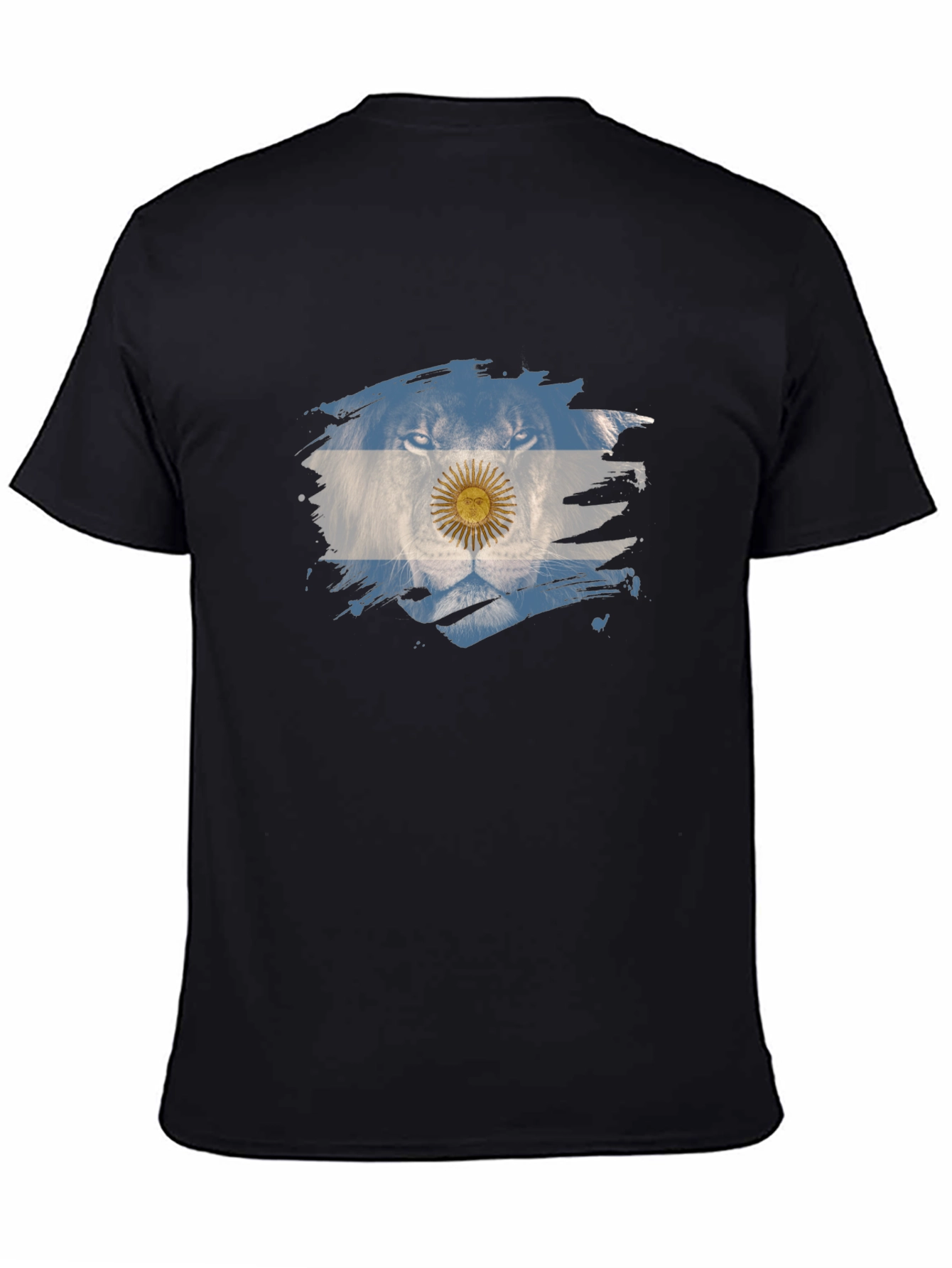 Argentina Lion Flag Graphic Tee - Black Cotton T-Shirt