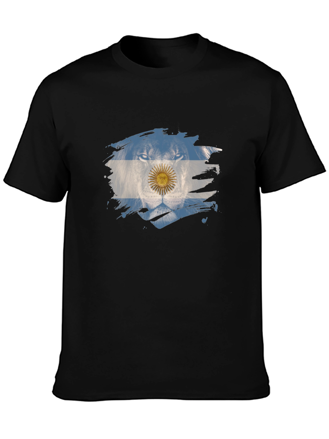 Argentina Lion Flag Graphic Tee - Black Cotton T-Shirt