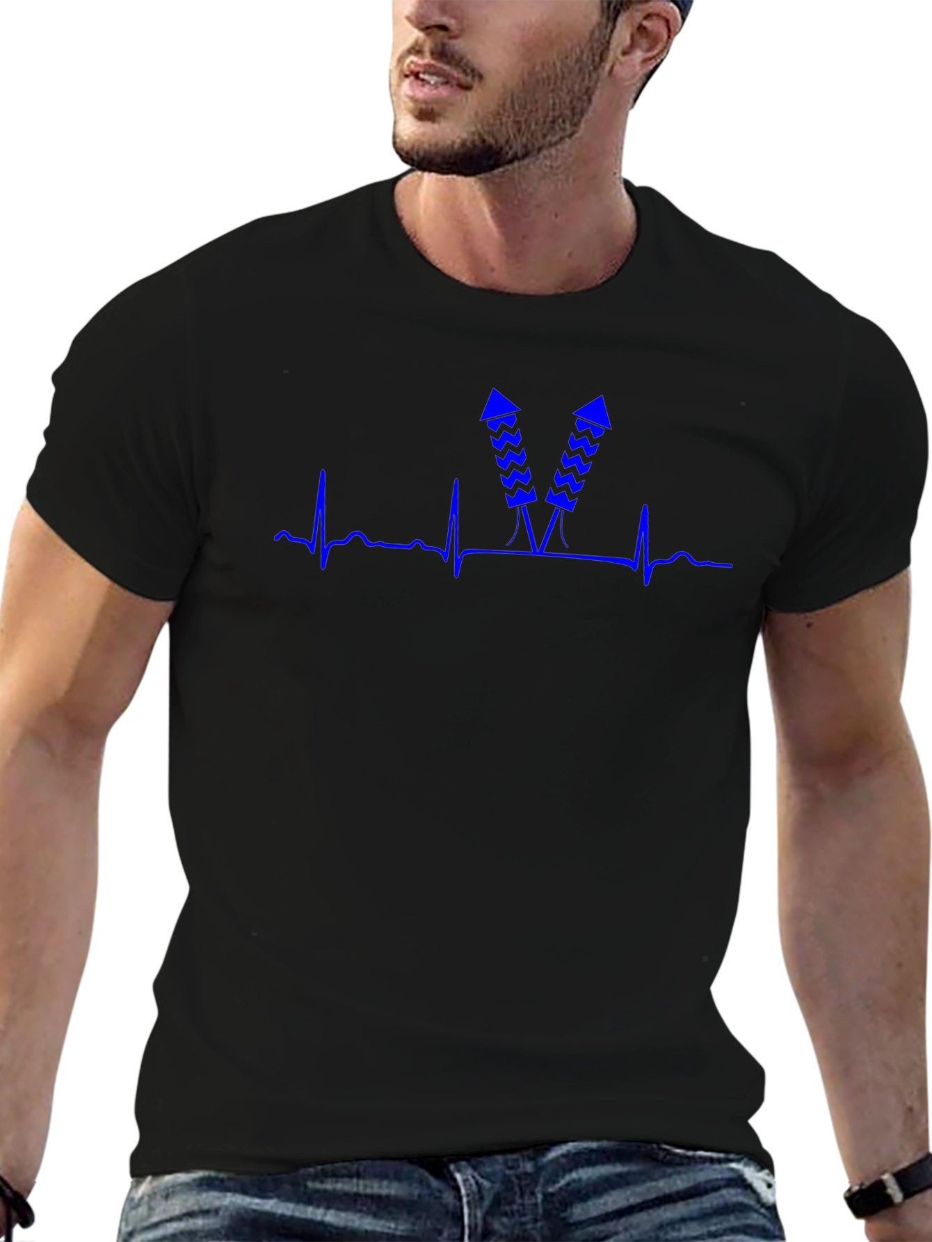 Heartbeat Fireworks T-Shirt - Black