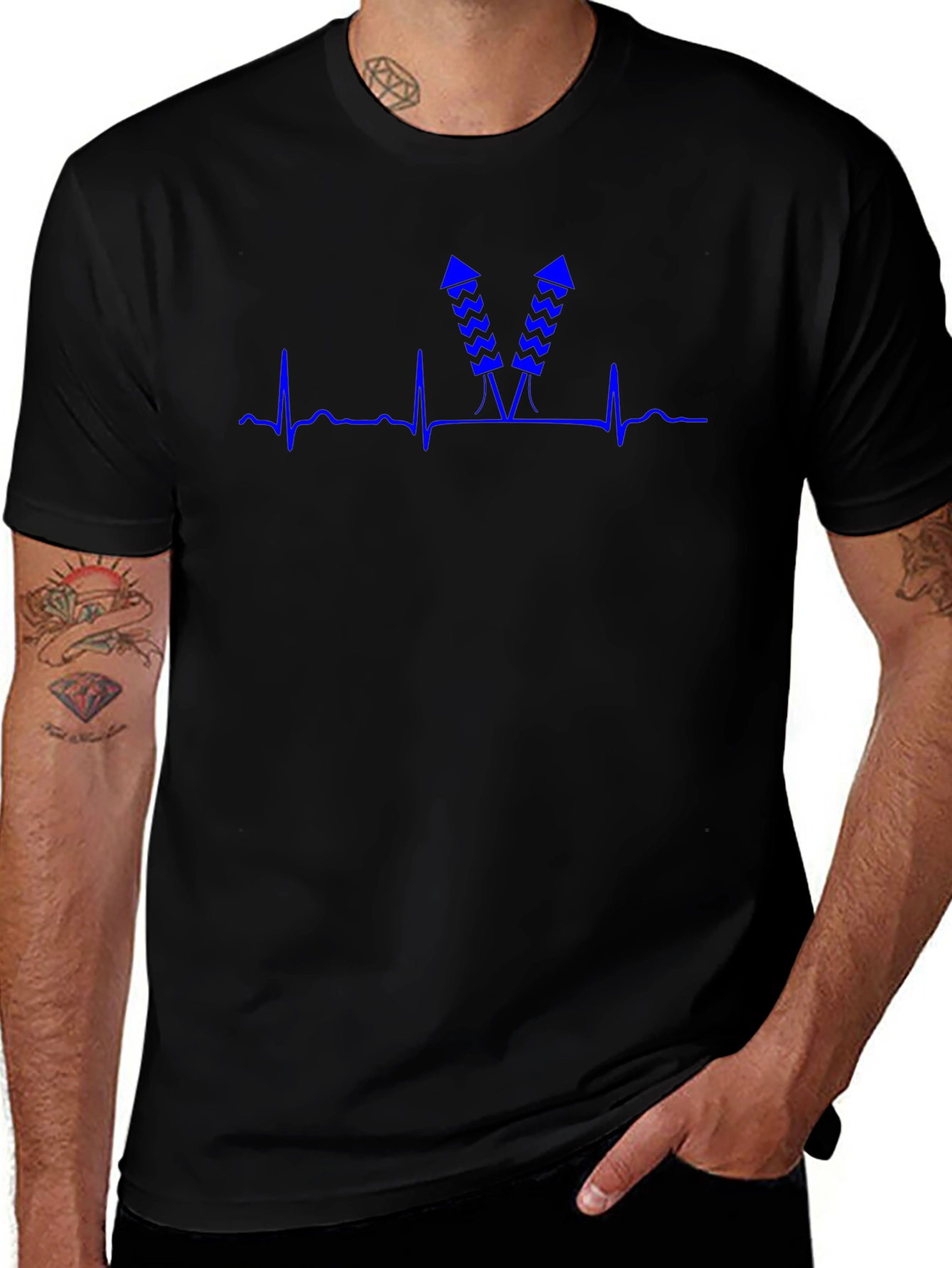 Heartbeat Fireworks T-Shirt - Black