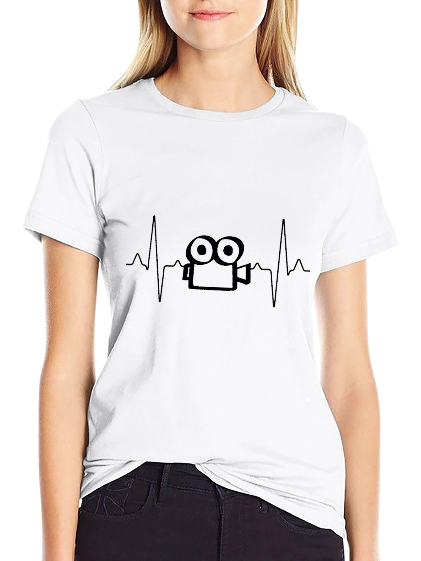 Heartbeat Camera Crew T-Shirt - Classic Black Tee
