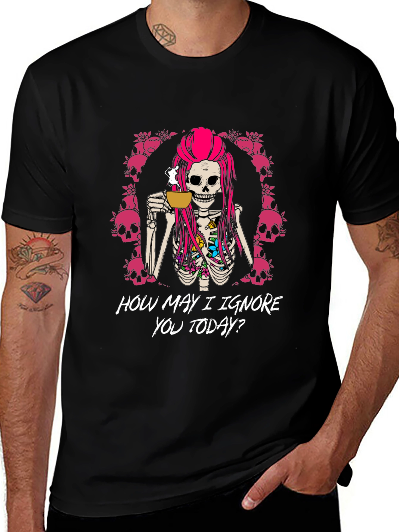 Humorous Skeleton Coffee T-Shirt