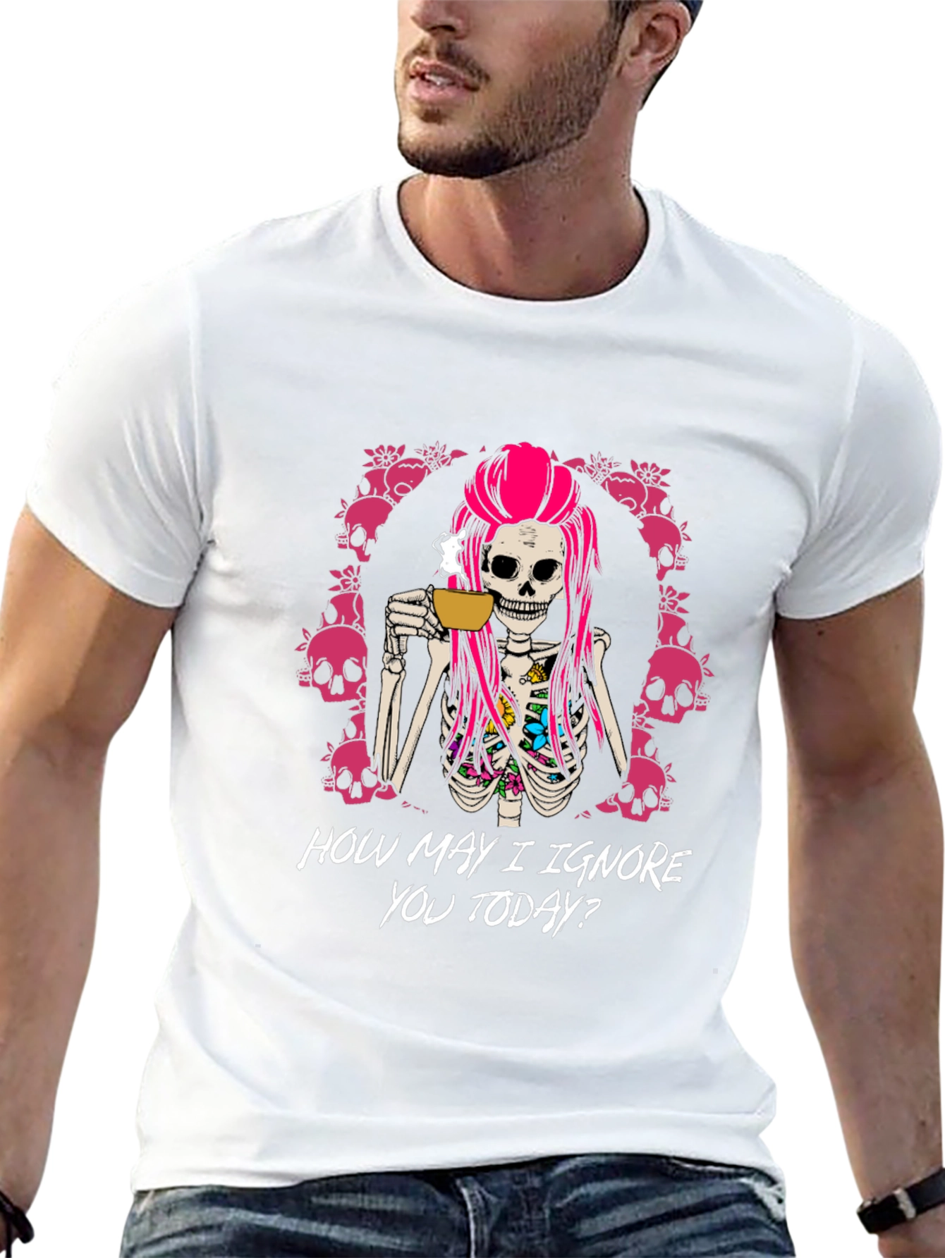 Humorous Skeleton Coffee T-Shirt