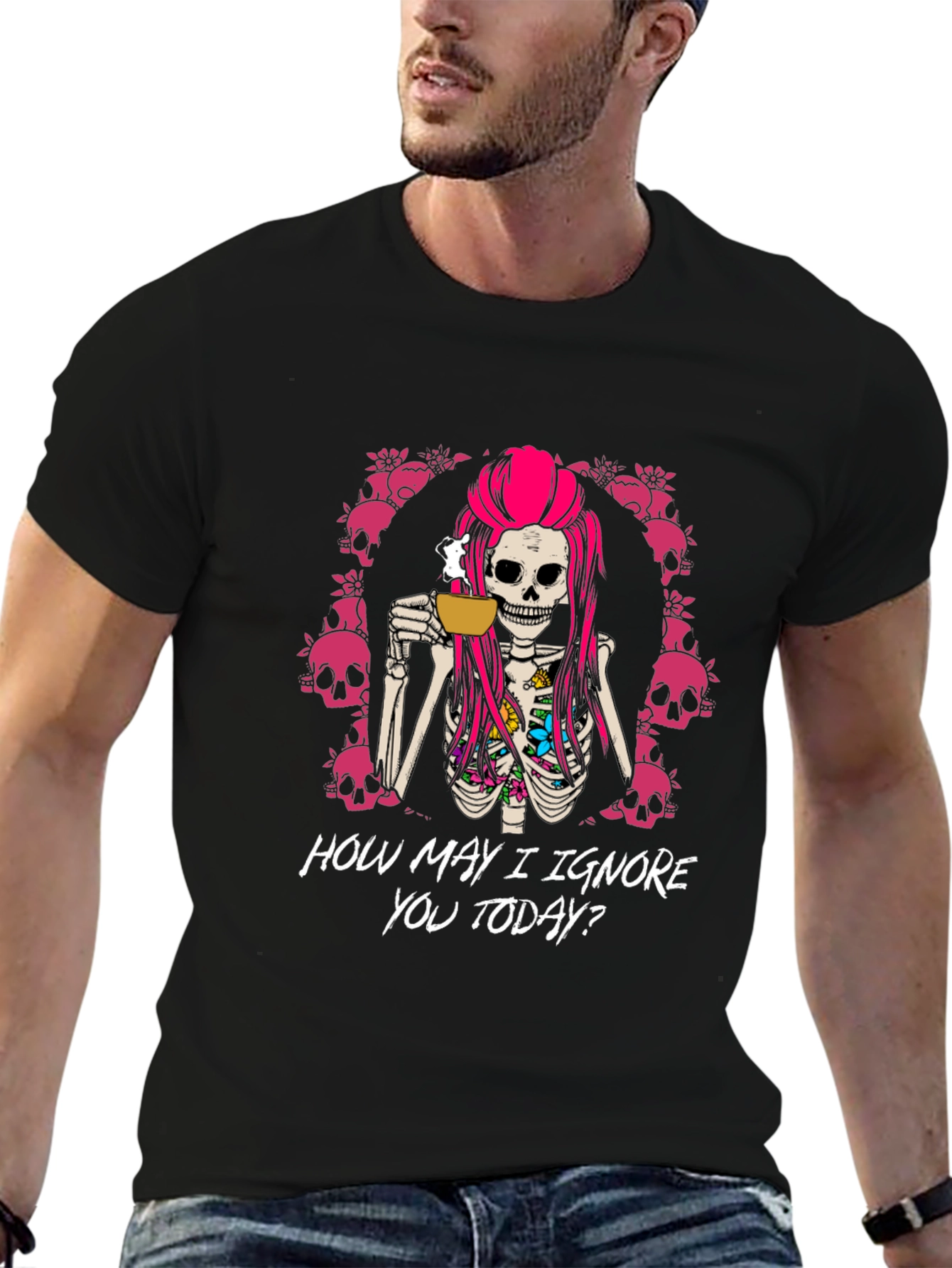 Humorous Skeleton Coffee T-Shirt