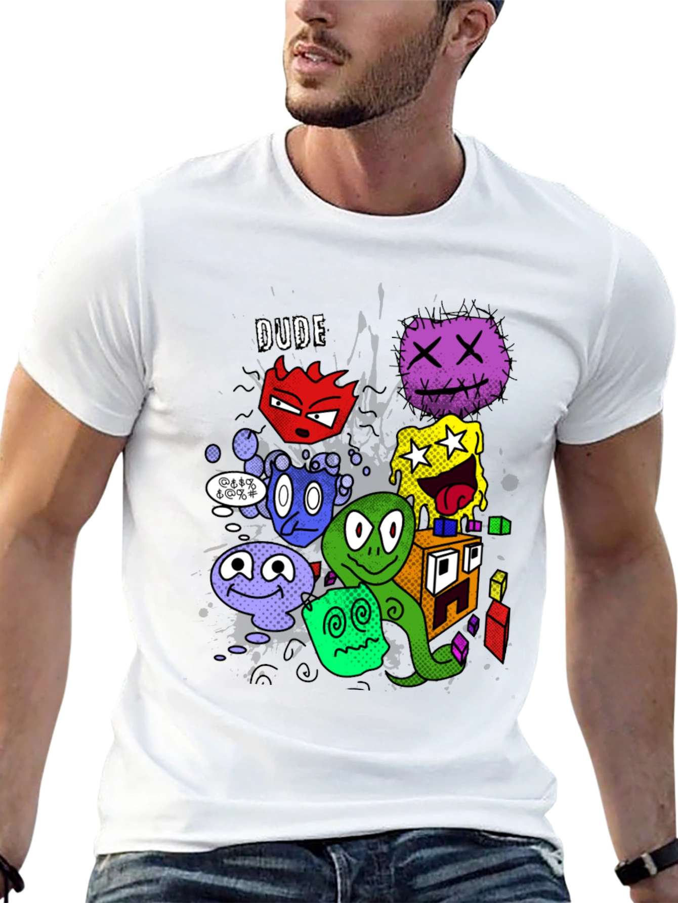 Dude T-Shirt With Cartoon Character Graphic