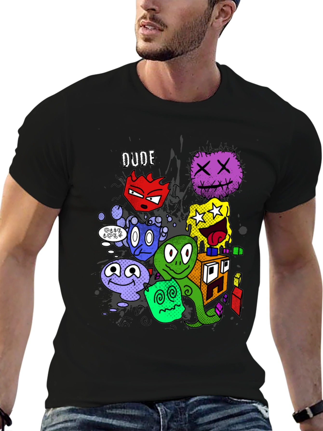 Dude T-Shirt With Cartoon Character Graphic