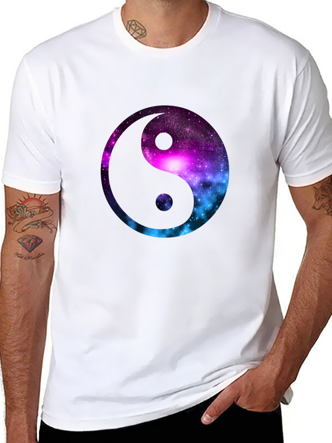 Galaxy Yin Yang Graphic T-Shirt - Mens Black Tee