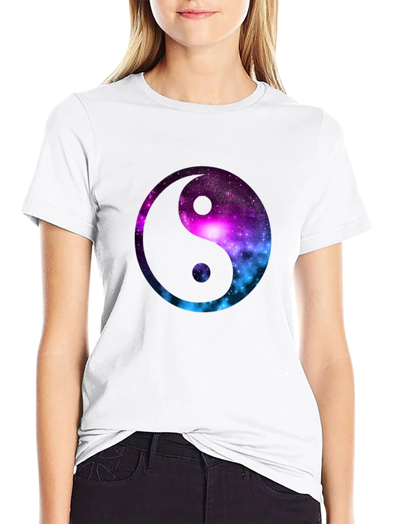 Galaxy Yin Yang Graphic T-Shirt - Mens Black Tee