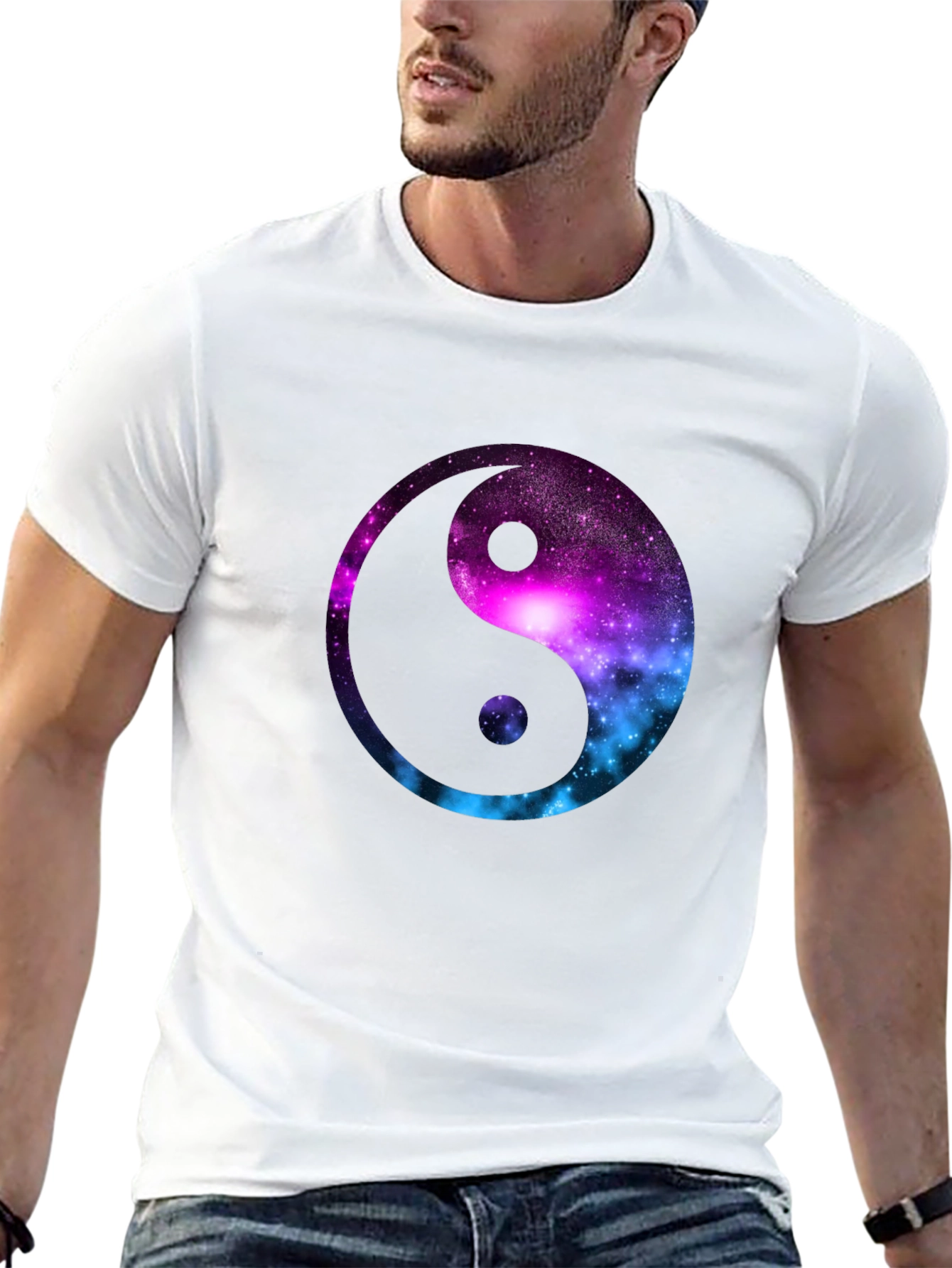 Galaxy Yin Yang Graphic T-Shirt - Mens Black Tee