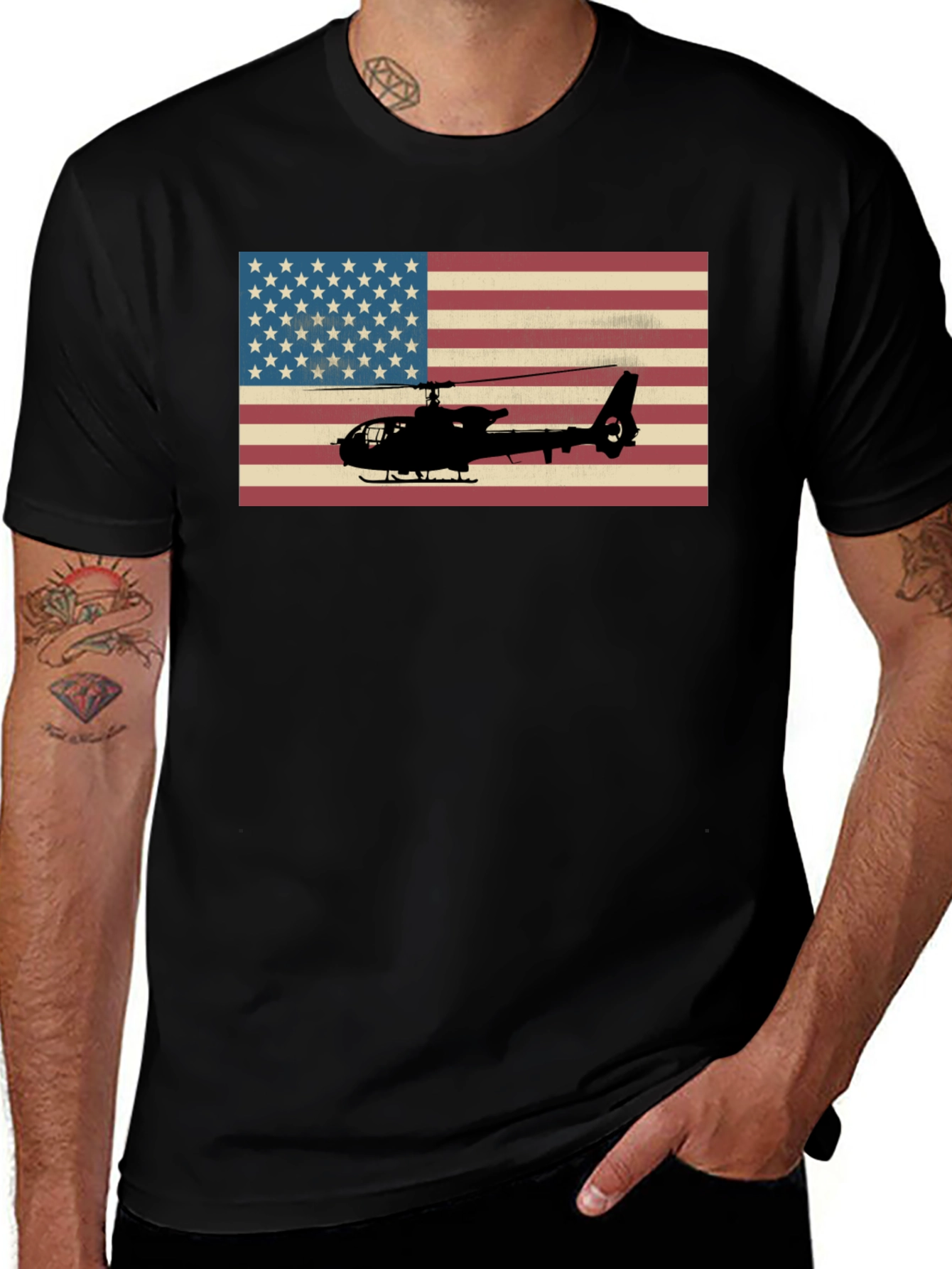 American Flag Helicopter Graphic Tee